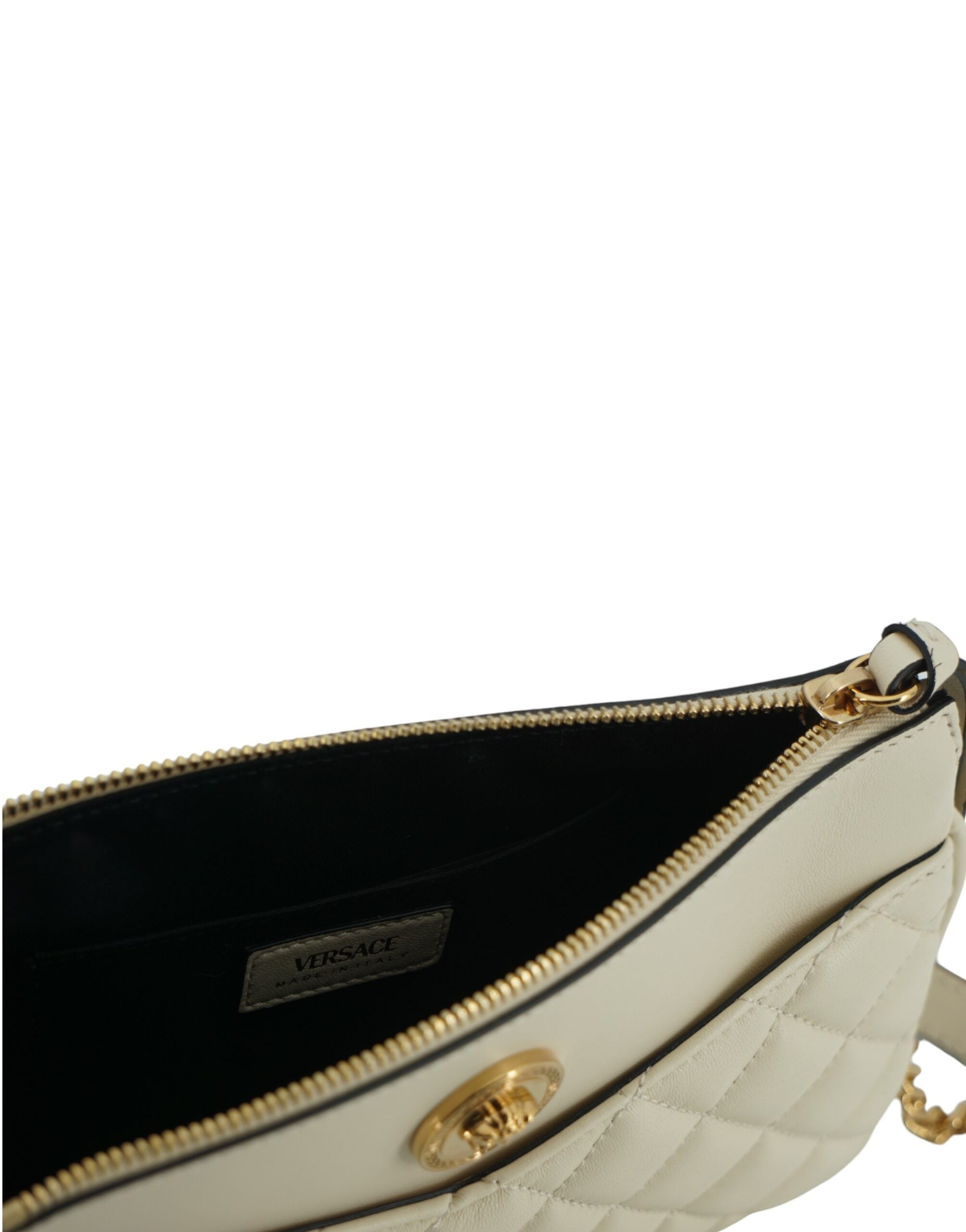 Elegant White Lamb Leather Crossbody Pouch - ventzia
