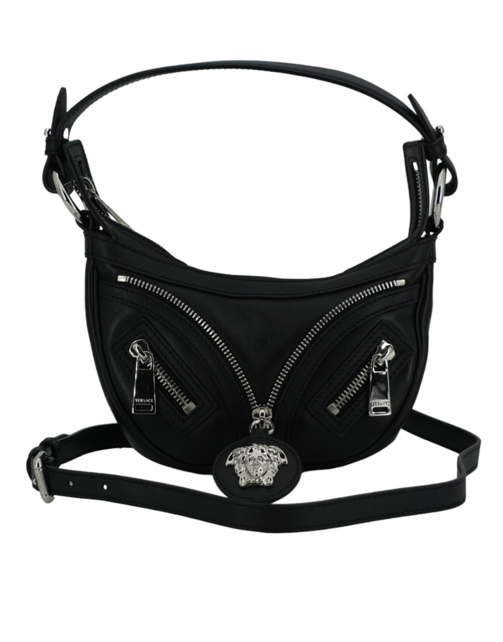 Elegant Black Mini Hobo Shoulder Bag - ventzia
