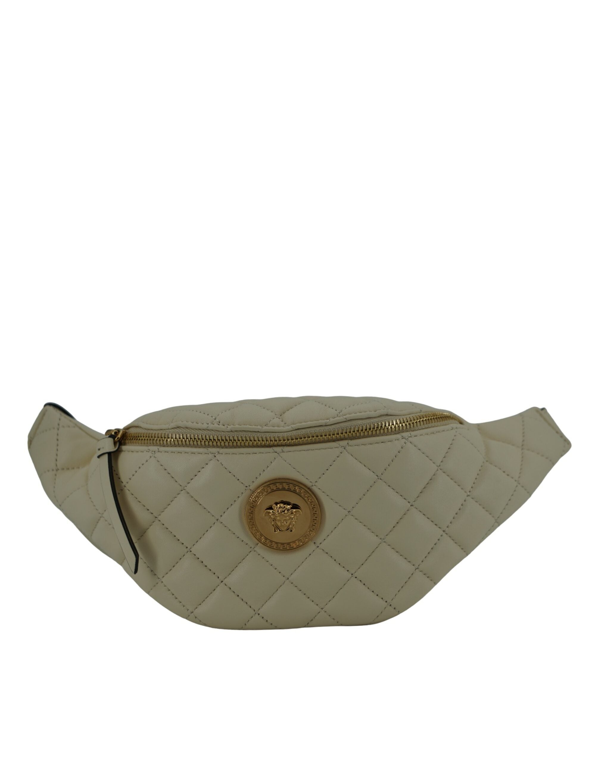 Elegant White Lamb Leather Belt Bag - ventzia