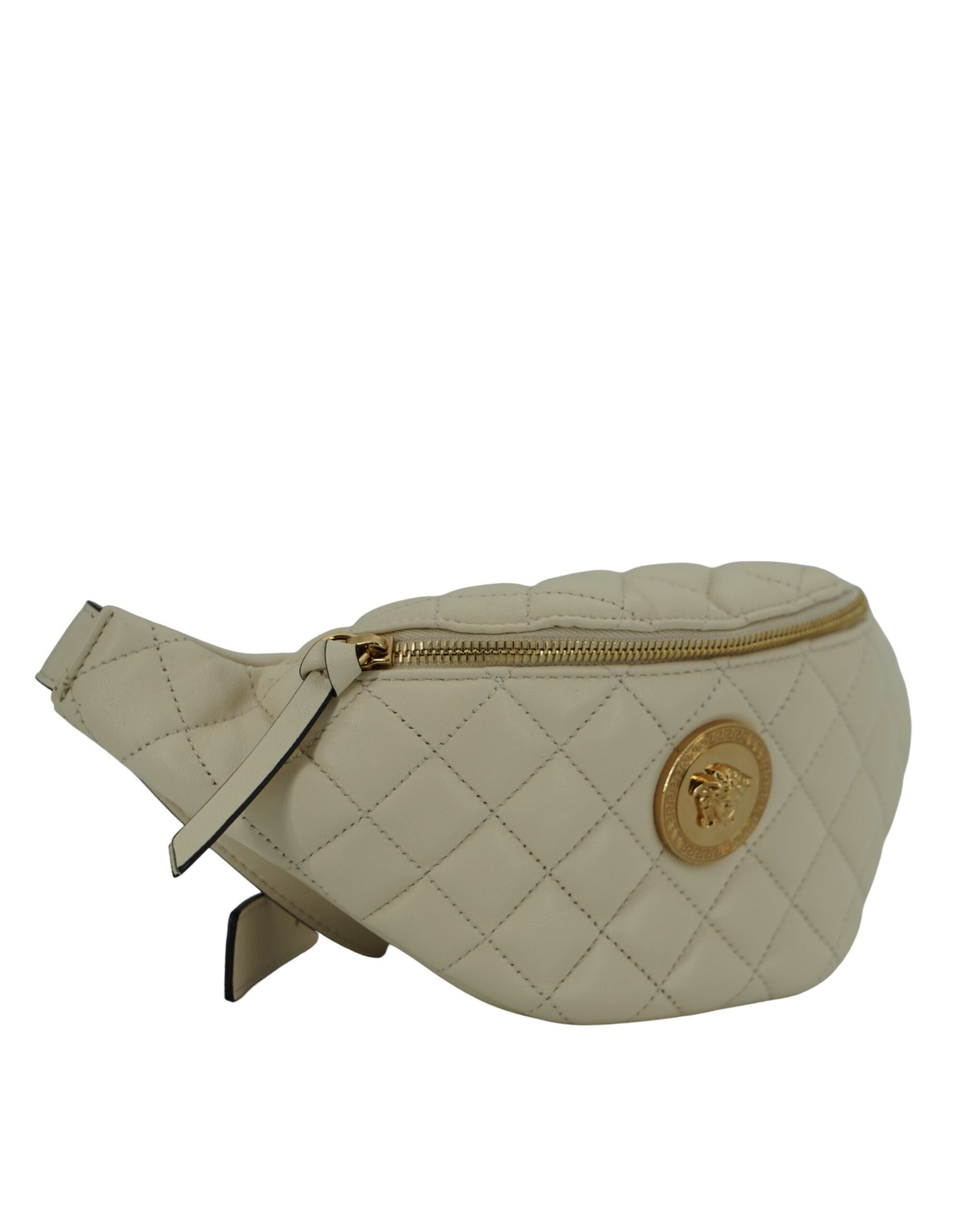 Elegant White Lamb Leather Belt Bag - ventzia