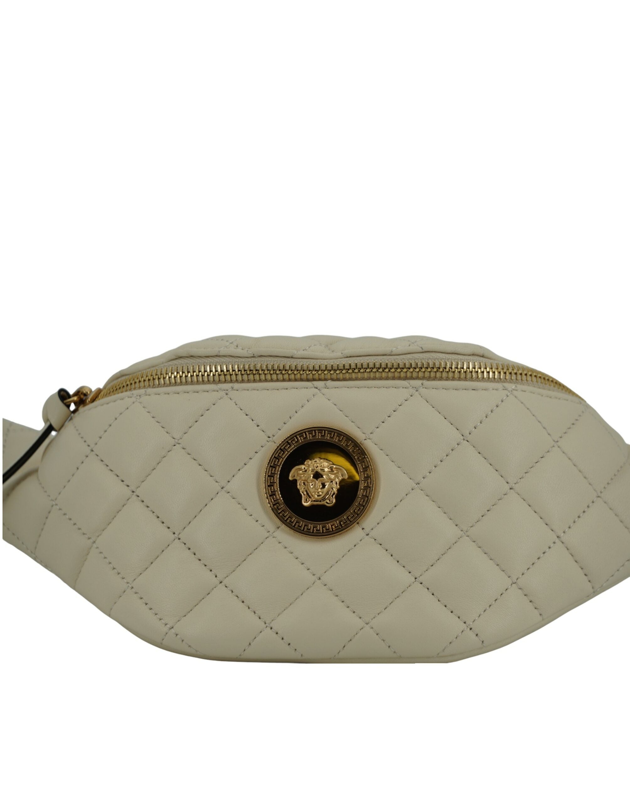Elegant White Lamb Leather Belt Bag - ventzia