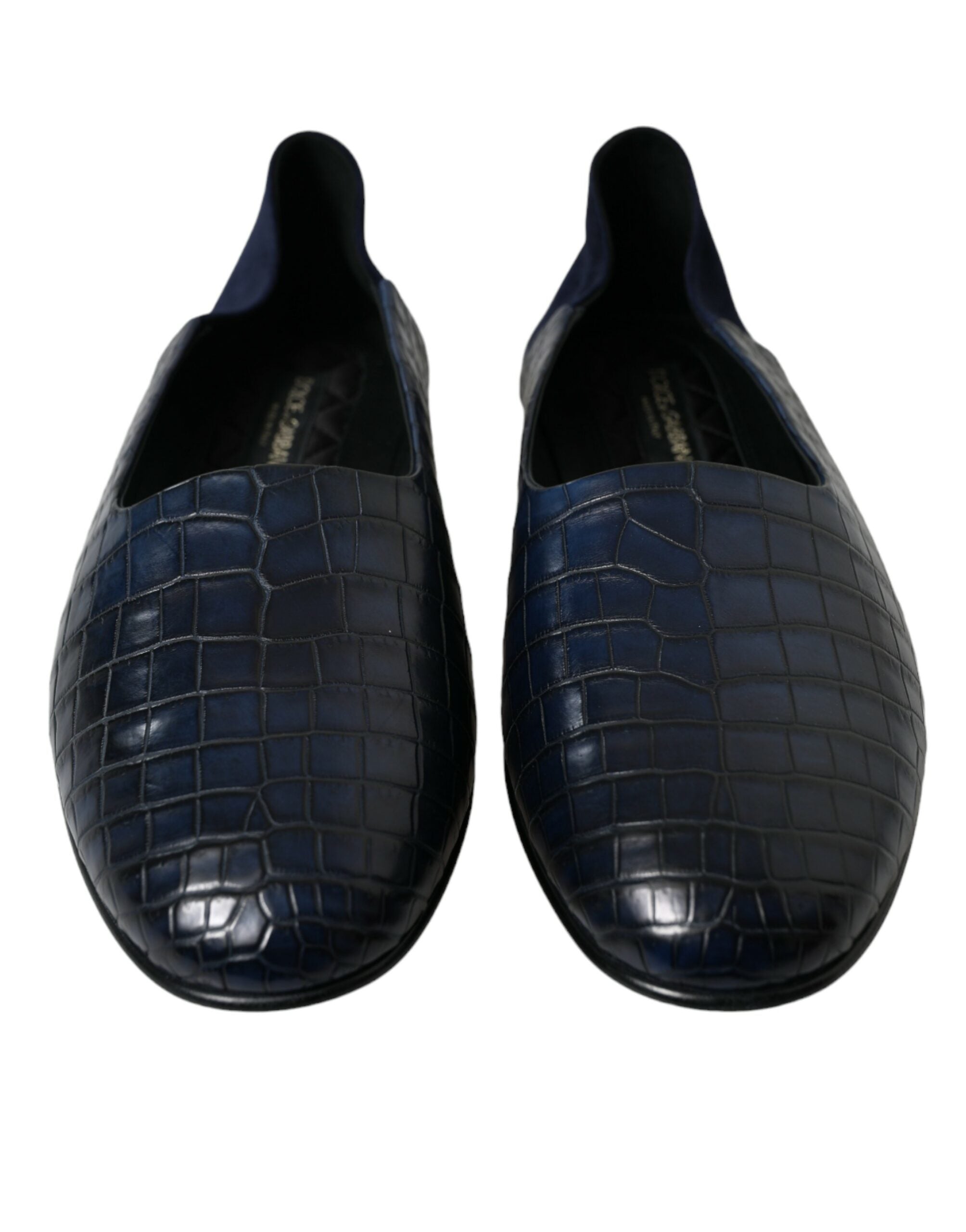 Blue Crocodile Leather Loafers Slip On Shoes - ventzia