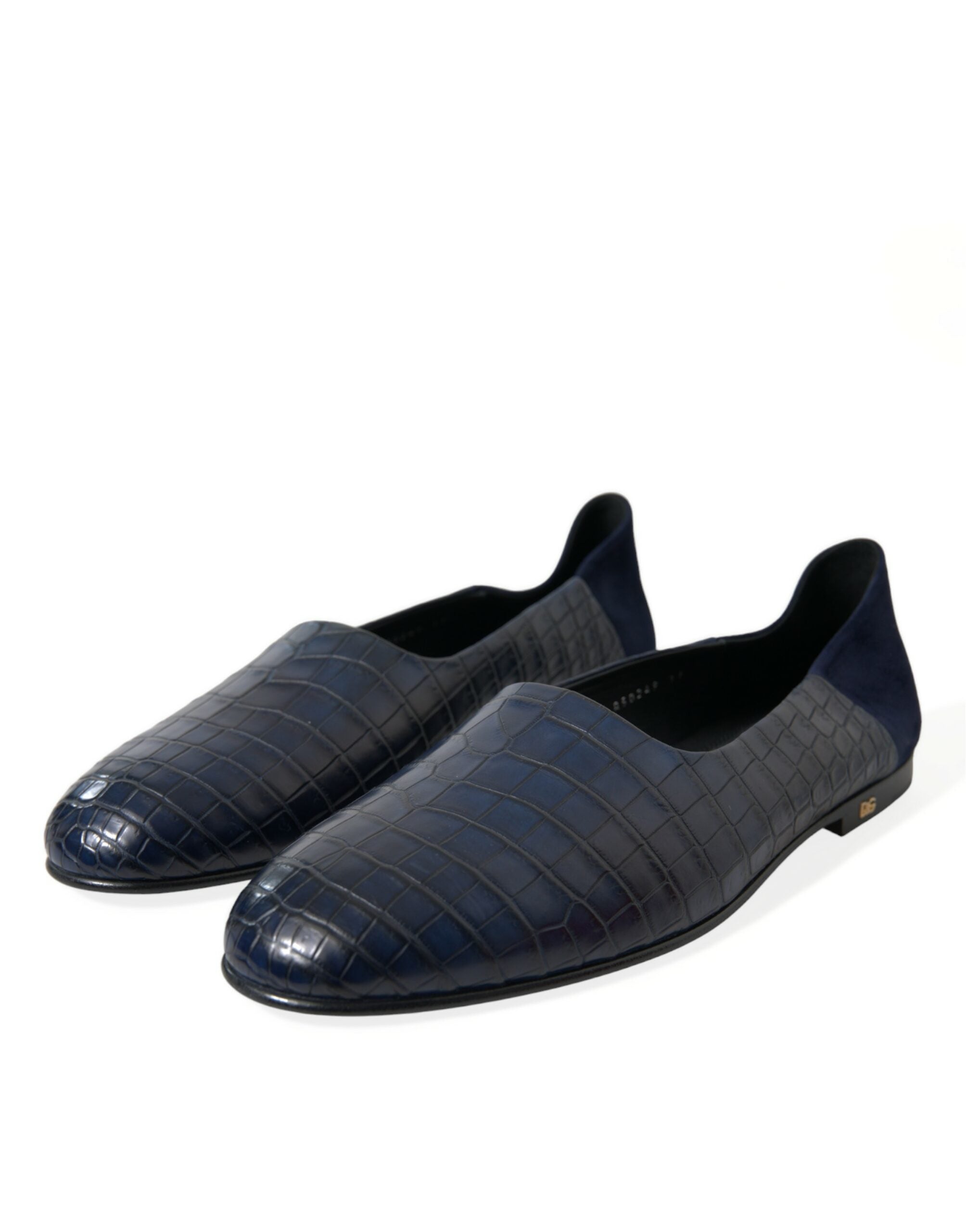 Blue Crocodile Leather Loafers Slip On Shoes - ventzia
