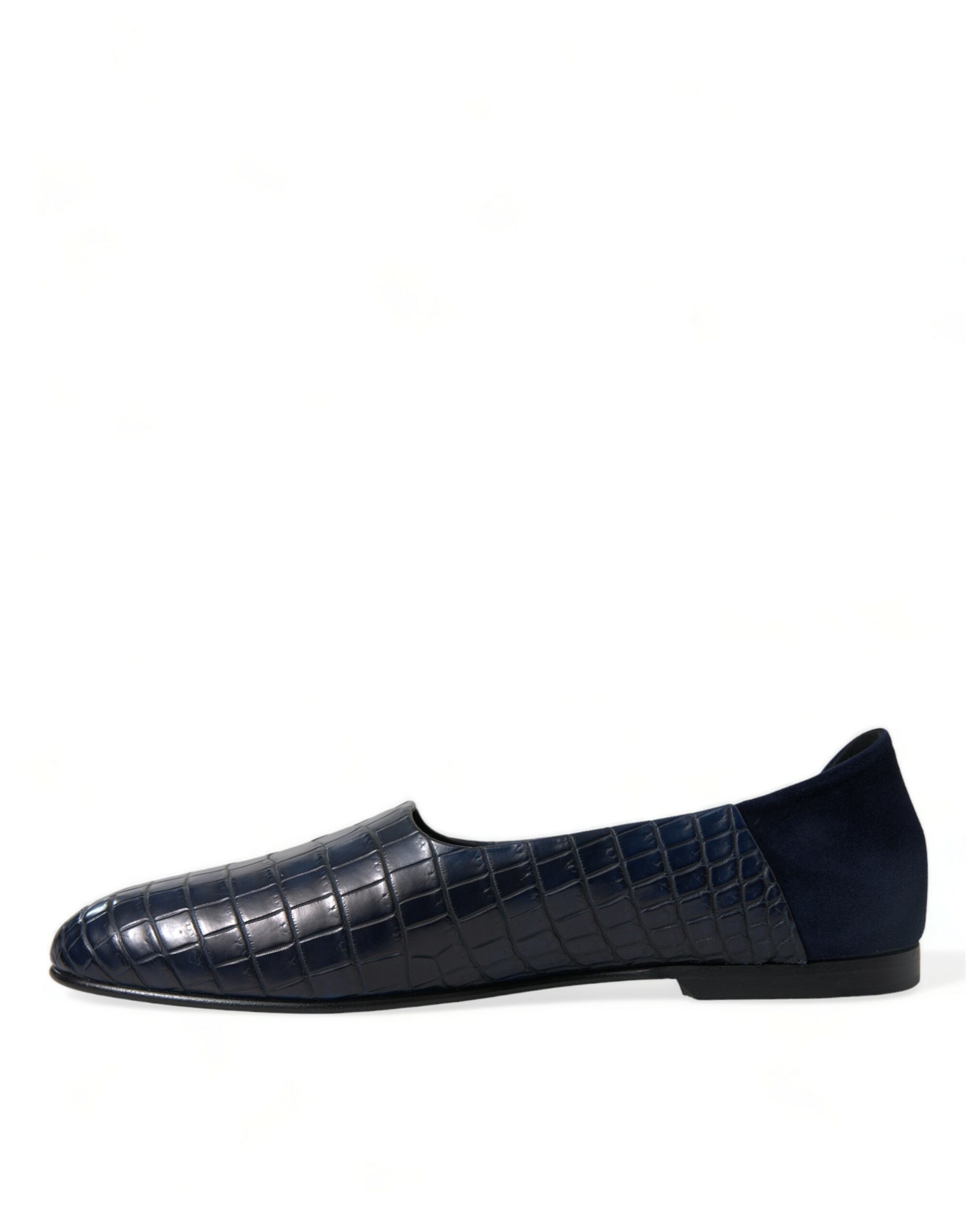 Blue Crocodile Leather Loafers Slip On Shoes - ventzia