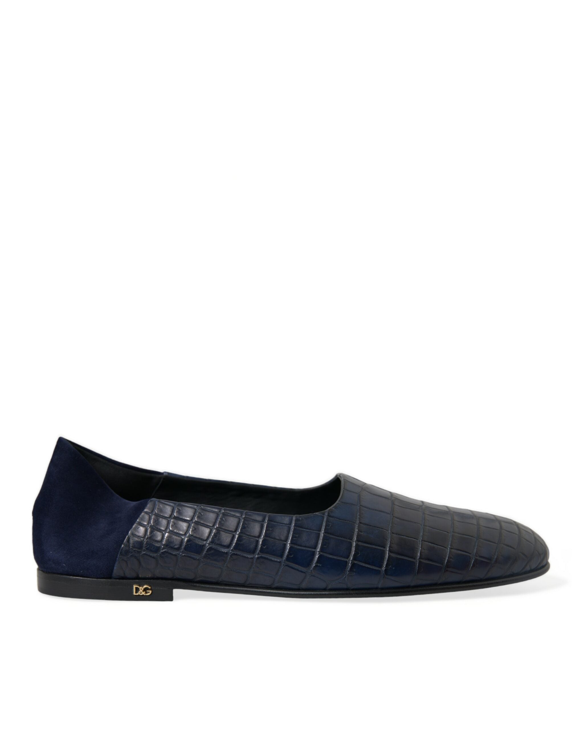 Blue Crocodile Leather Loafers Slip On Shoes - ventzia