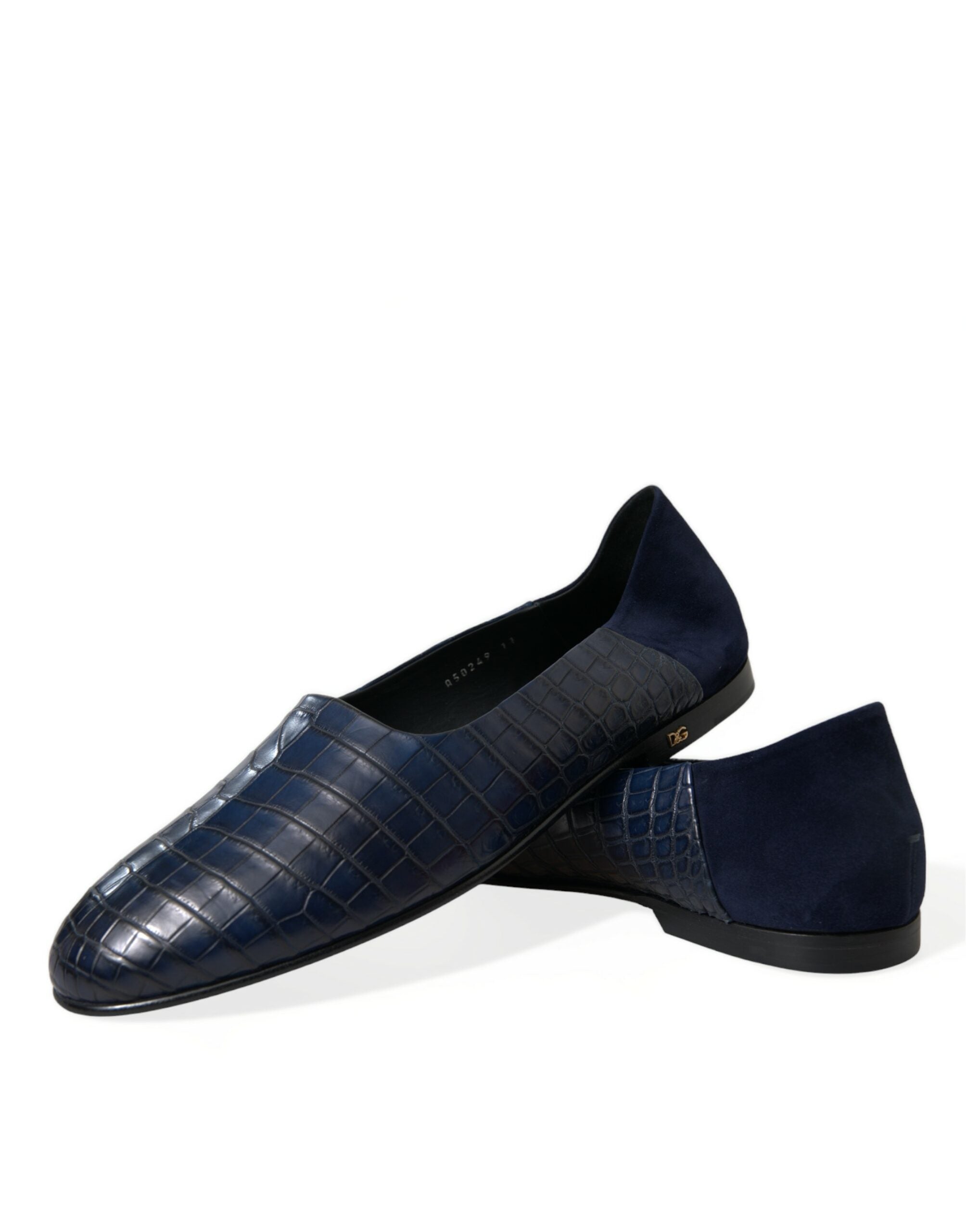 Blue Crocodile Leather Loafers Slip On Shoes - ventzia