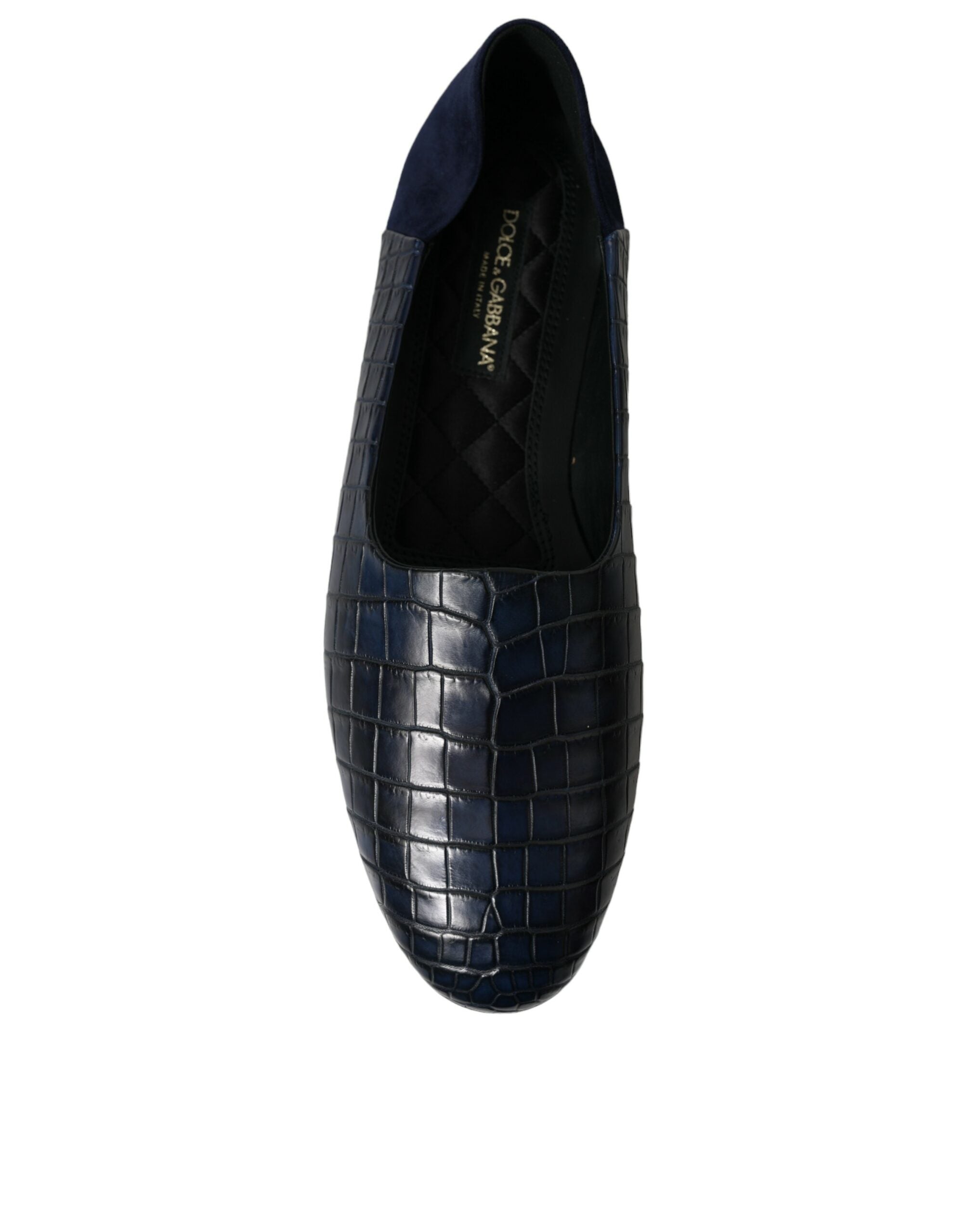 Blue Crocodile Leather Loafers Slip On Shoes - ventzia