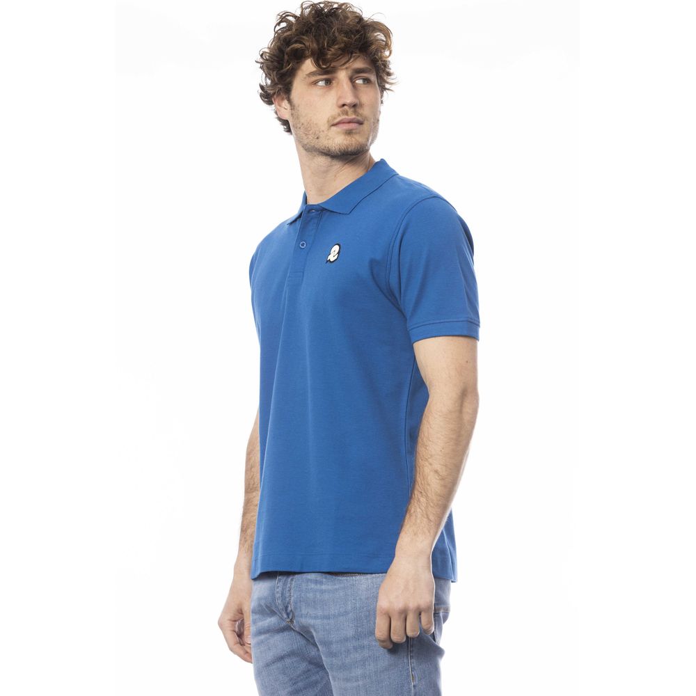 Blue Cotton Men Polo Shirt - ventzia
