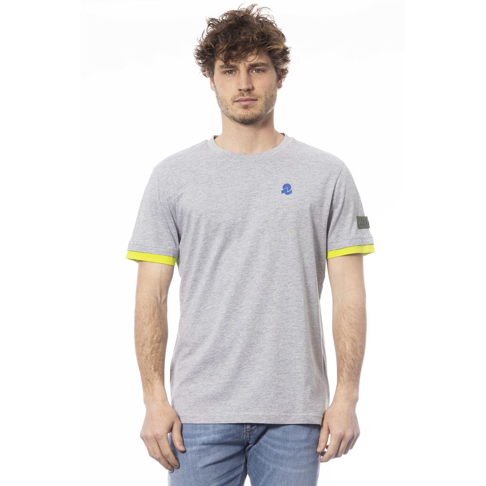 Gray Cotton Men T-Shirt - ventzia