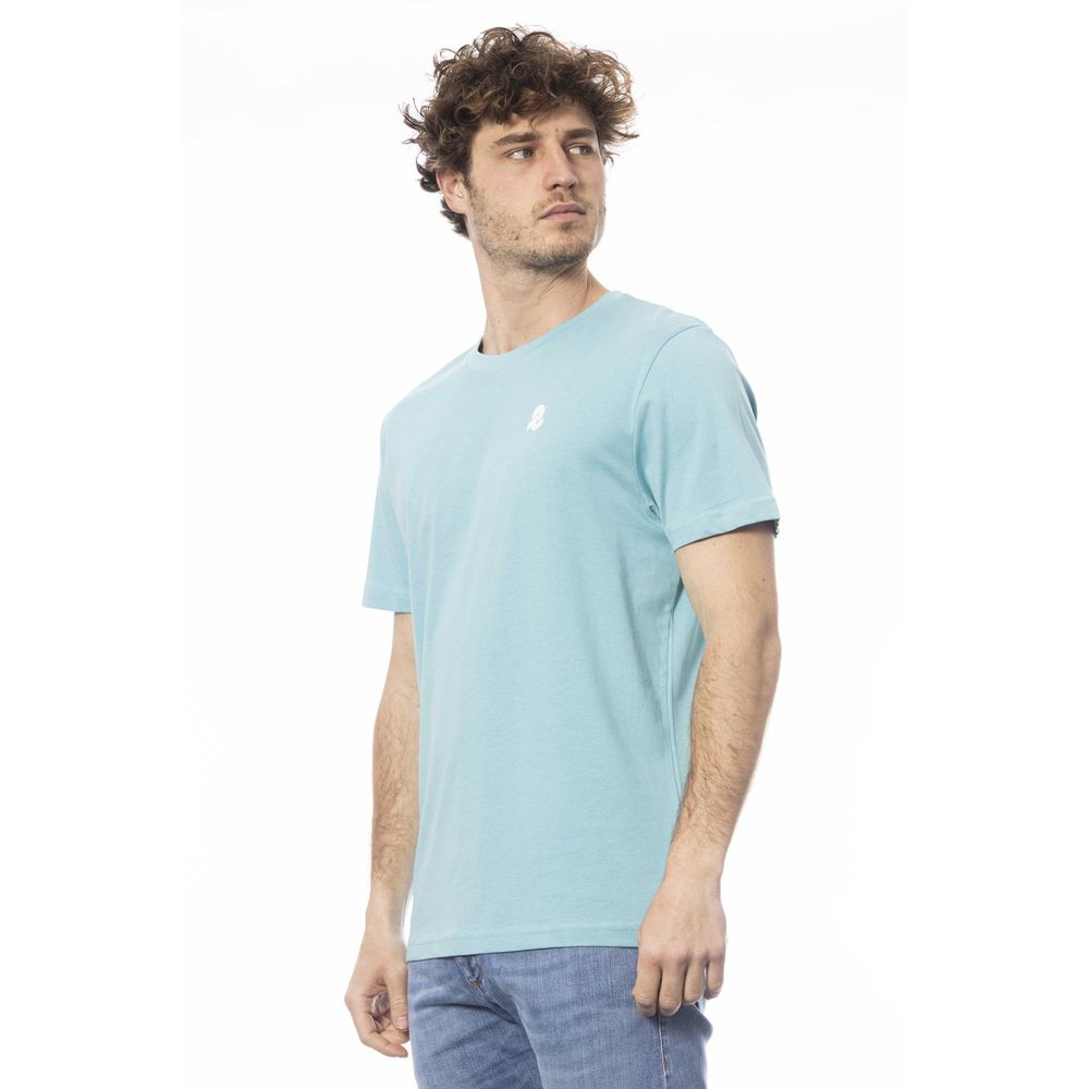 Light Blue Cotton Men T-Shirt - ventzia