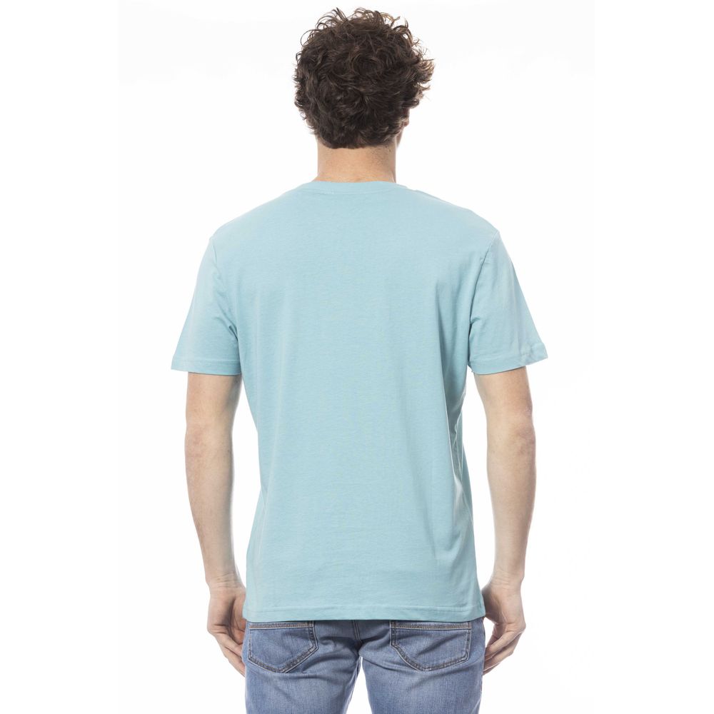 Light Blue Cotton Men T-Shirt - ventzia