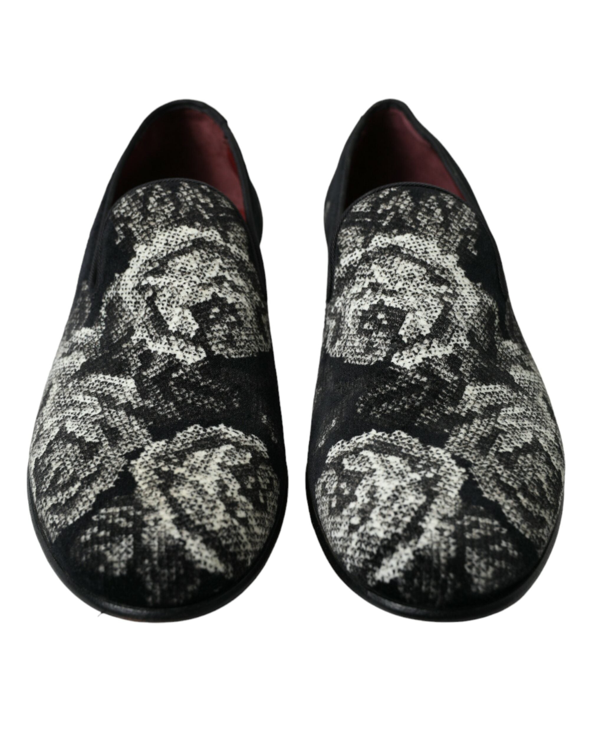 Black Floral Slippers Men Loafers Dress Shoes - ventzia