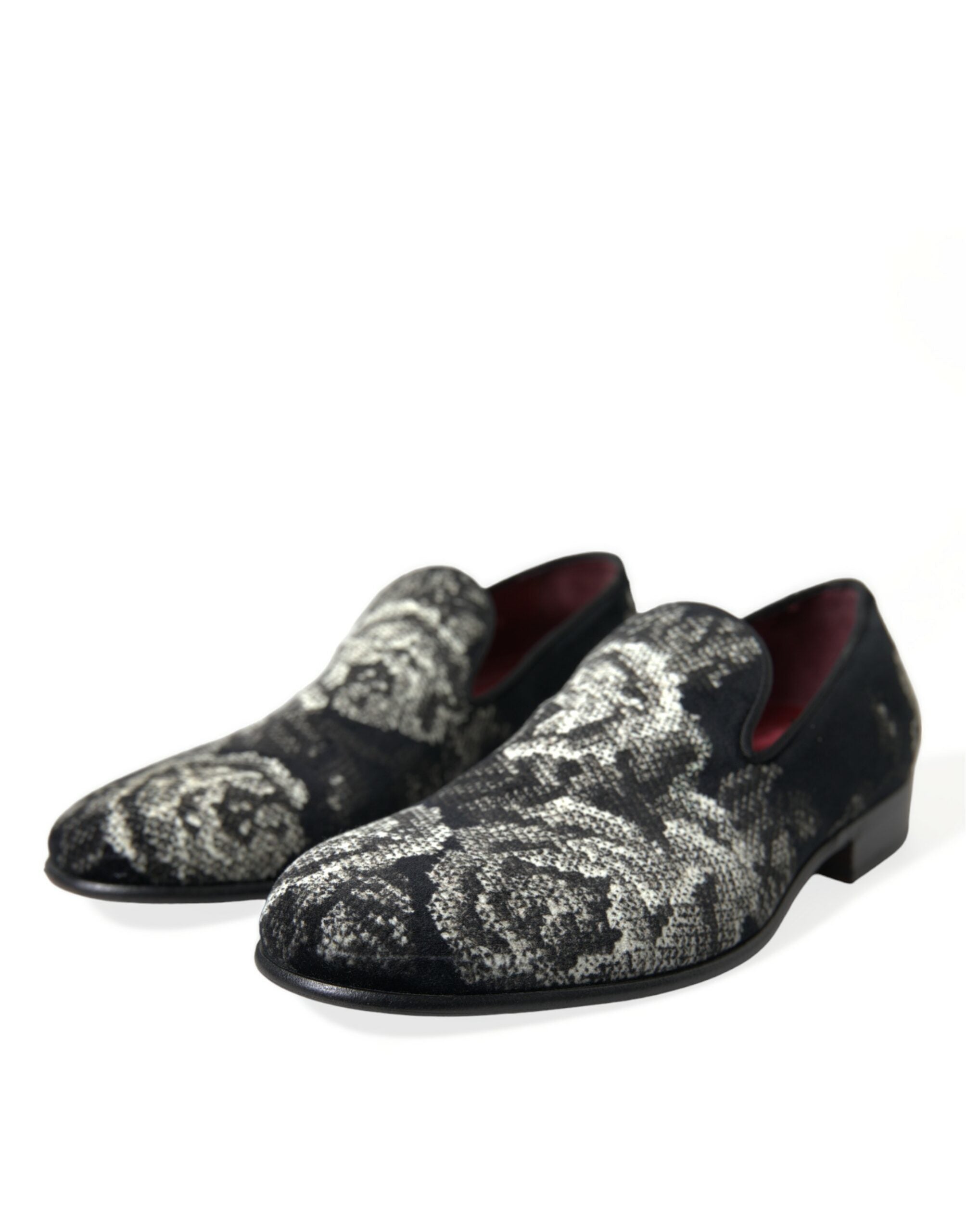 Black Floral Slippers Men Loafers Dress Shoes - ventzia