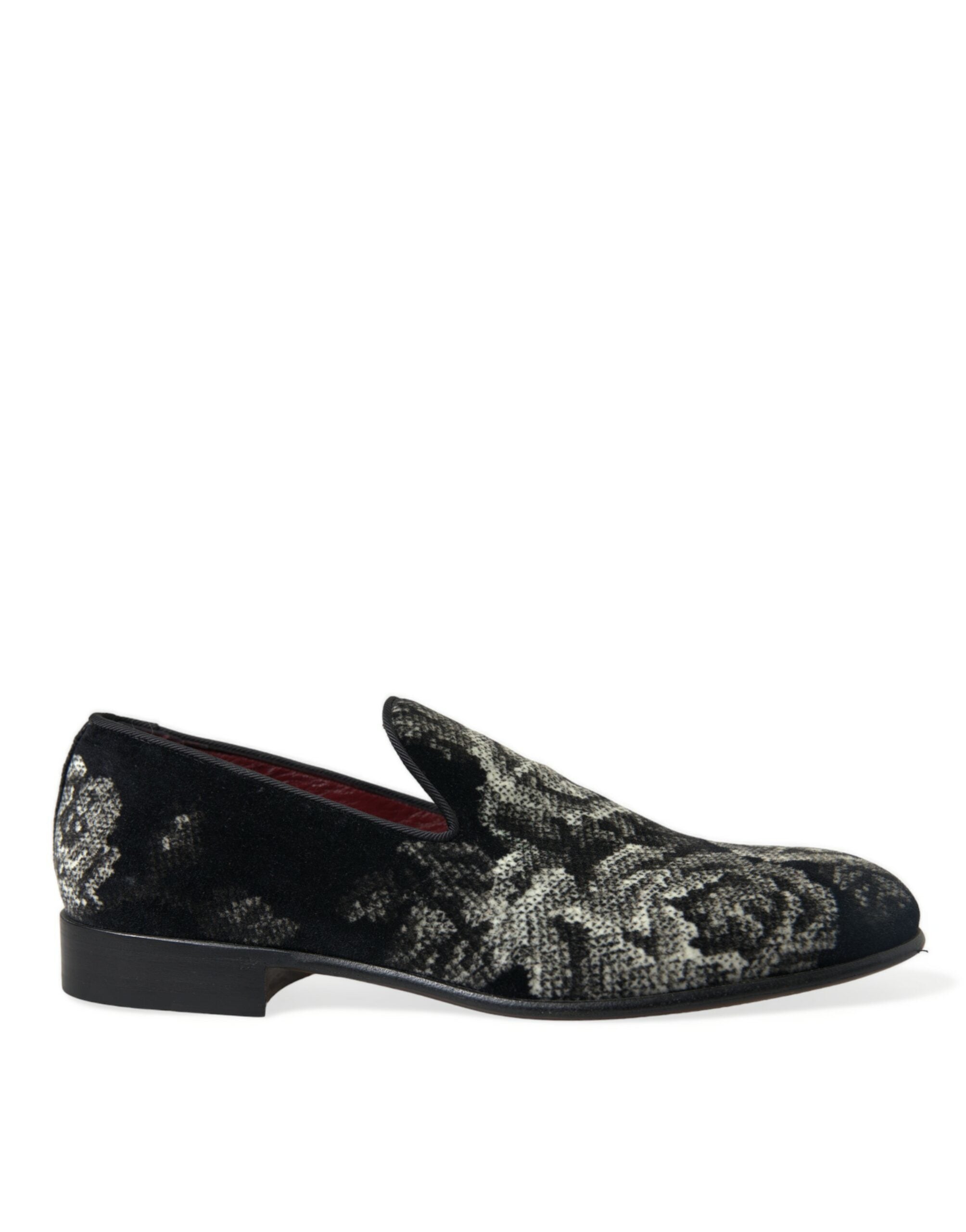 Black Floral Slippers Men Loafers Dress Shoes - ventzia