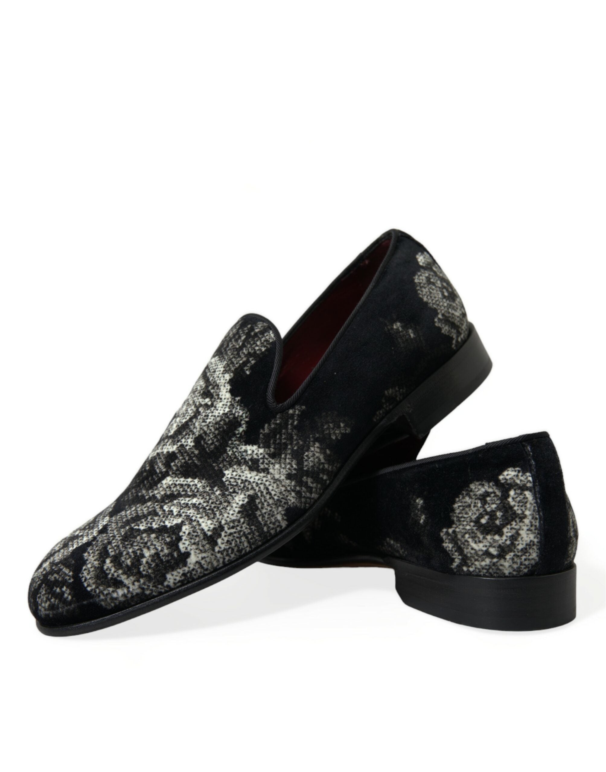 Black Floral Slippers Men Loafers Dress Shoes - ventzia