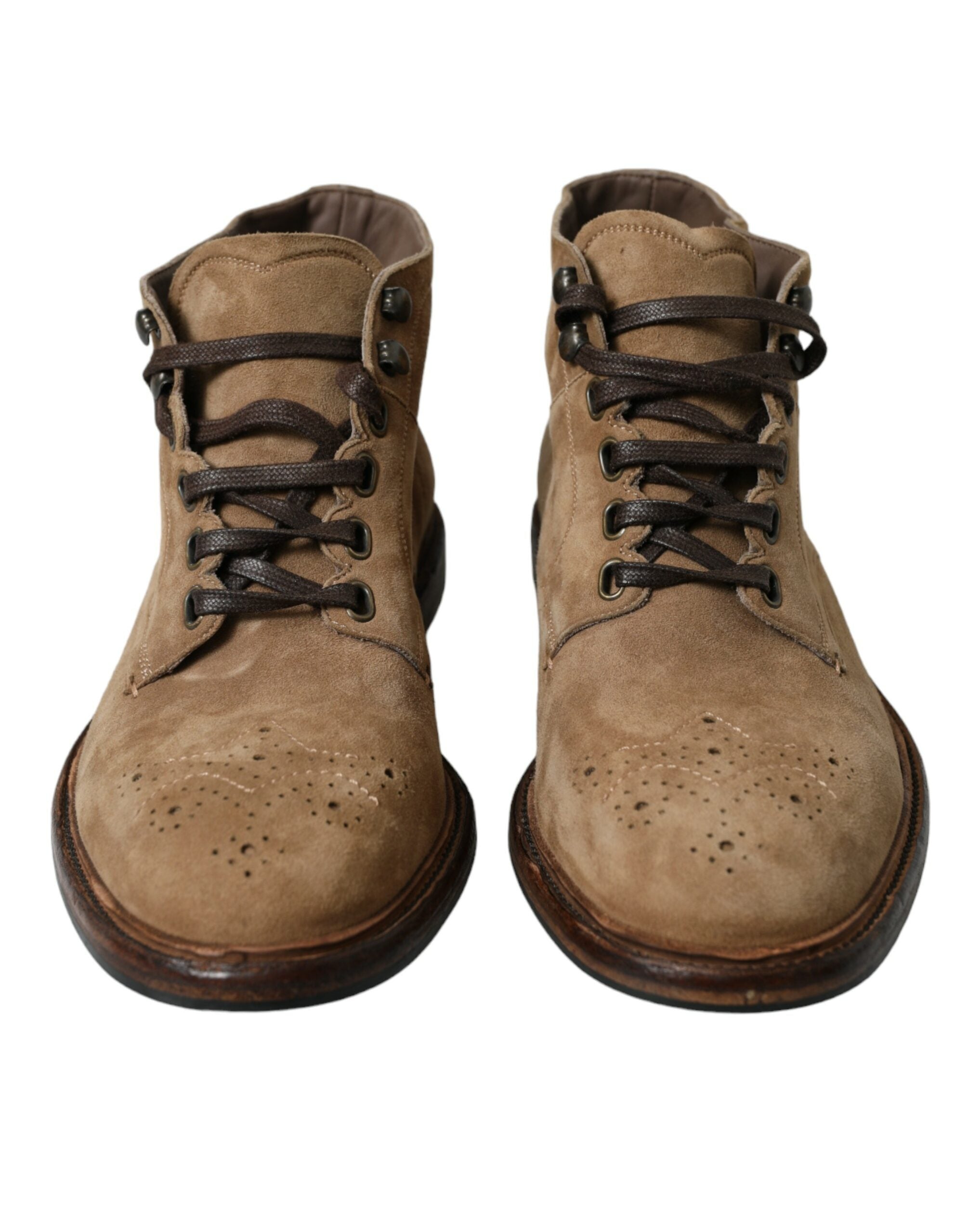 Brown Leather Lace Up Ankle Boots Shoes - ventzia