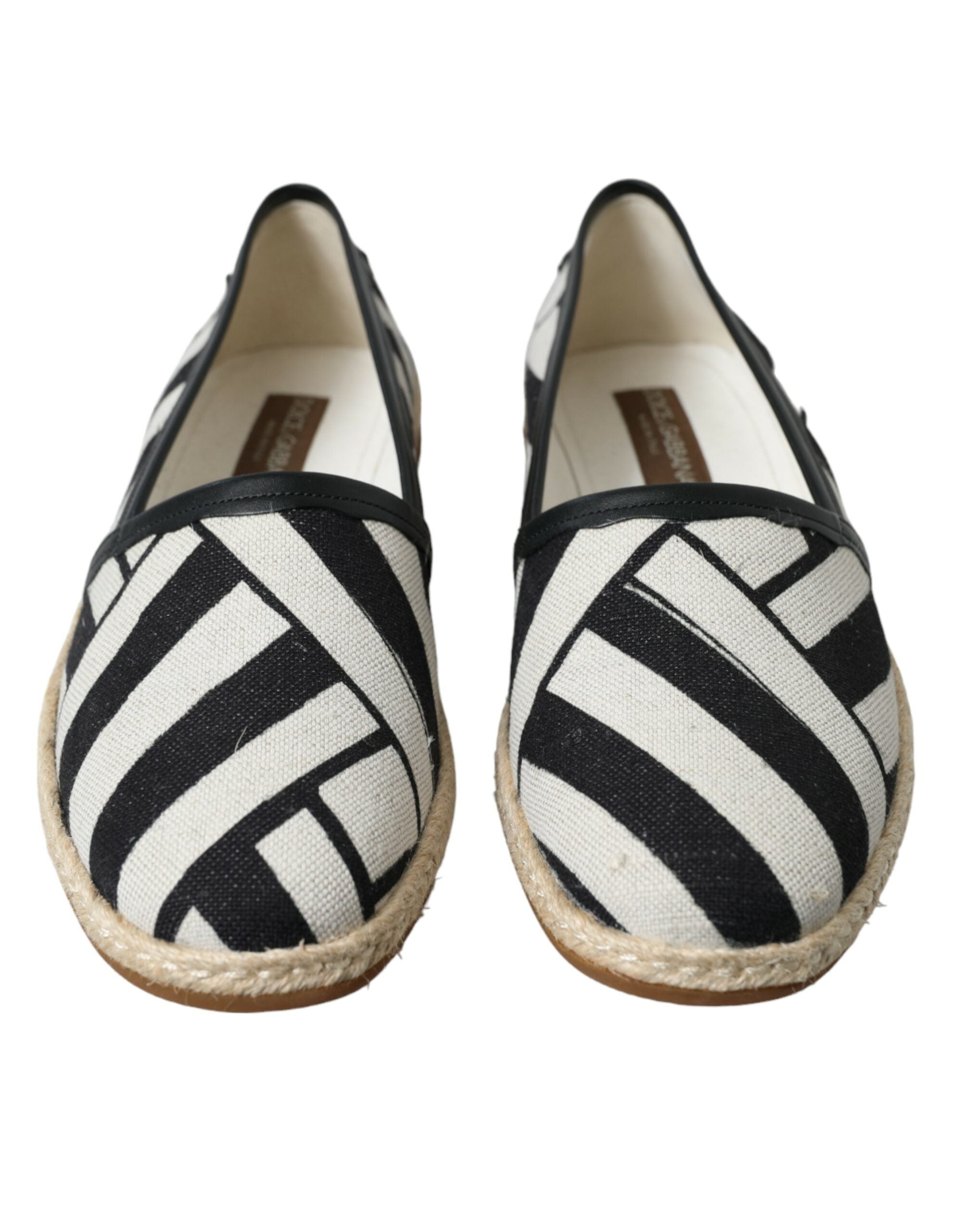 Beige Black Striped Canvas Espadrilles MONDELLO Shoes - ventzia
