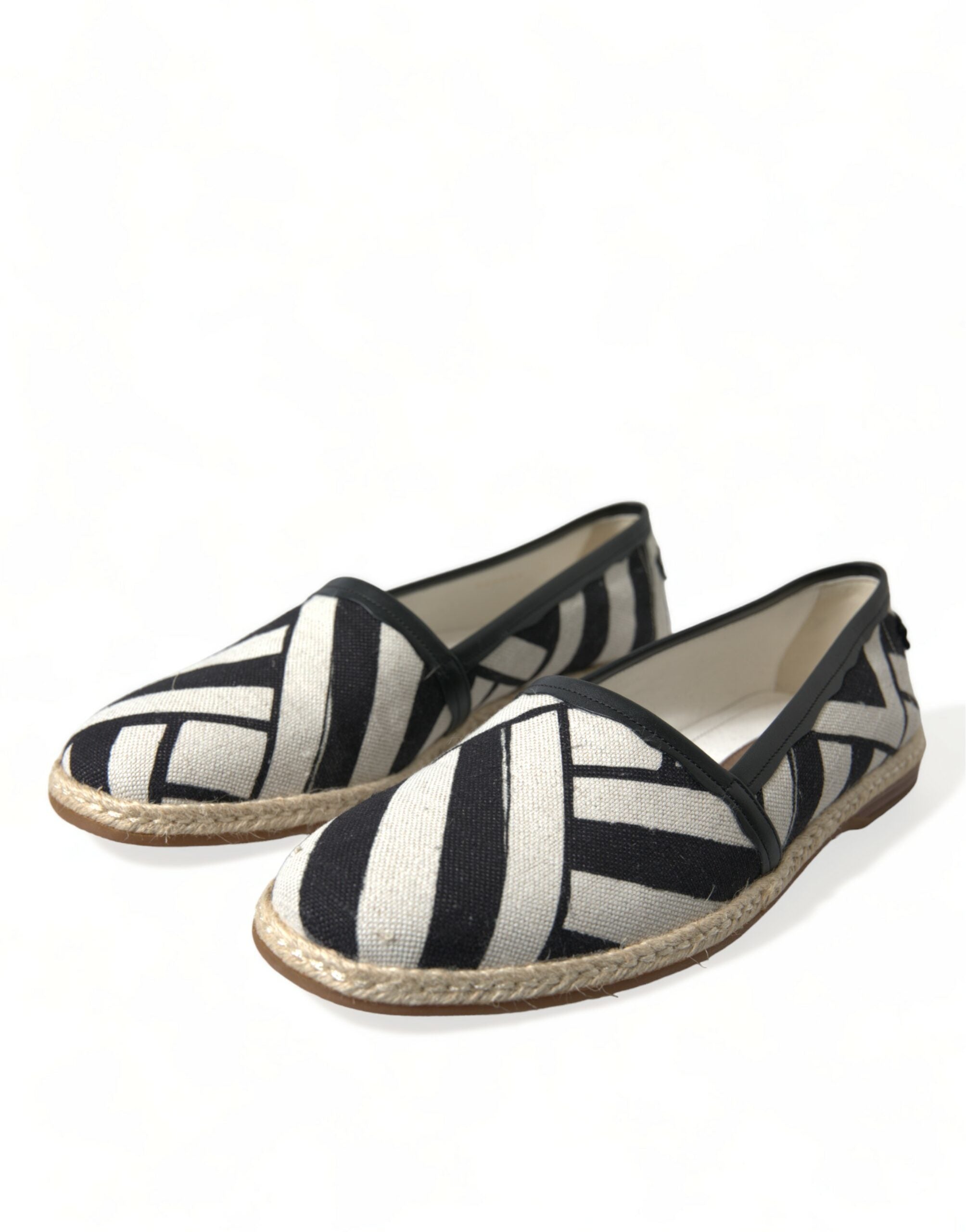 Beige Black Striped Canvas Espadrilles MONDELLO Shoes - ventzia