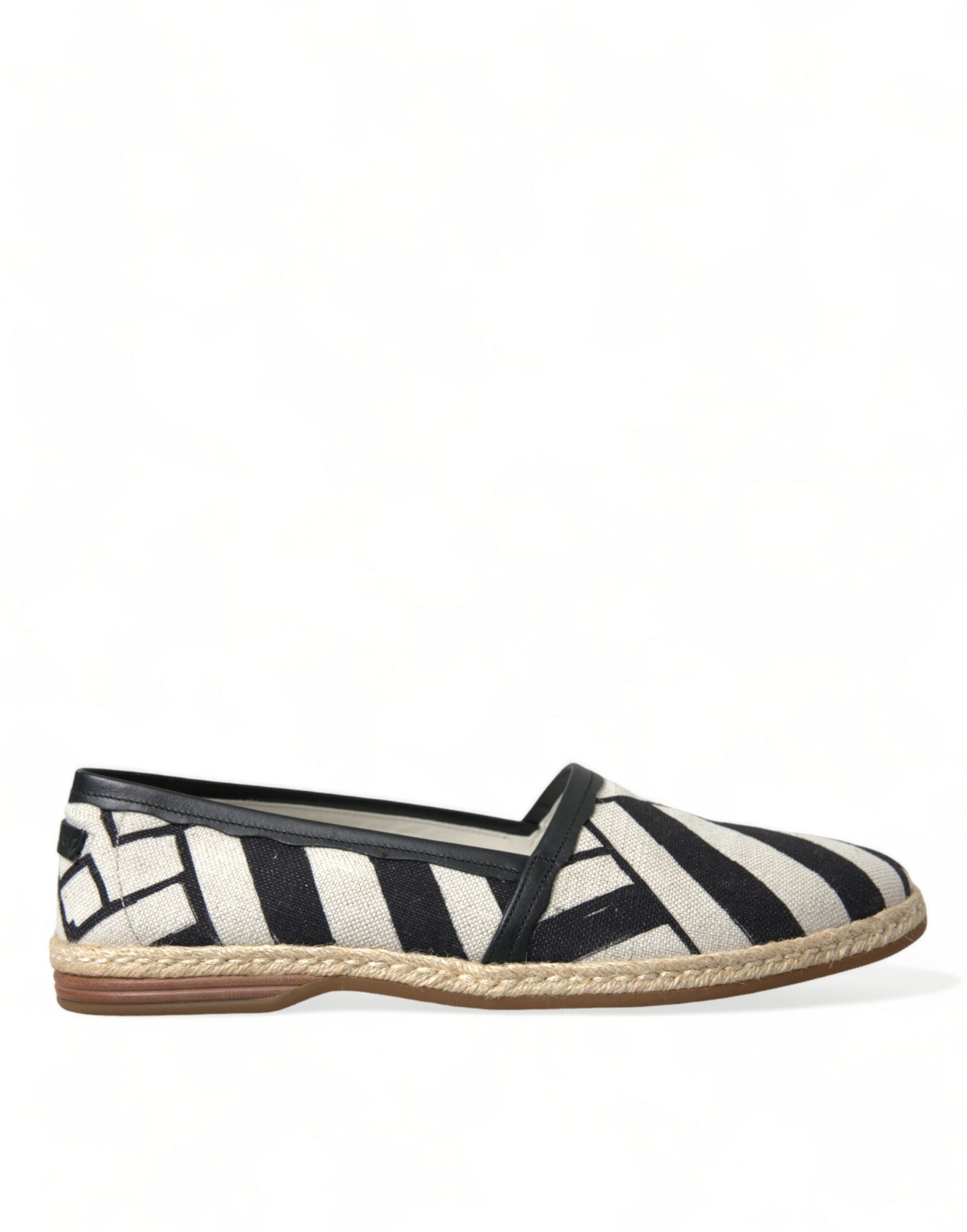 Beige Black Striped Canvas Espadrilles MONDELLO Shoes - ventzia