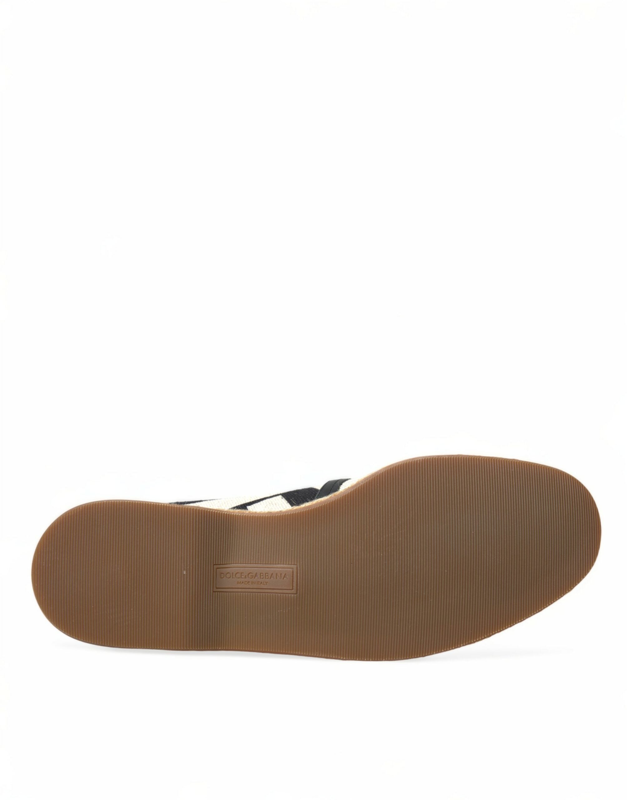 Beige Black Striped Canvas Espadrilles MONDELLO Shoes - ventzia