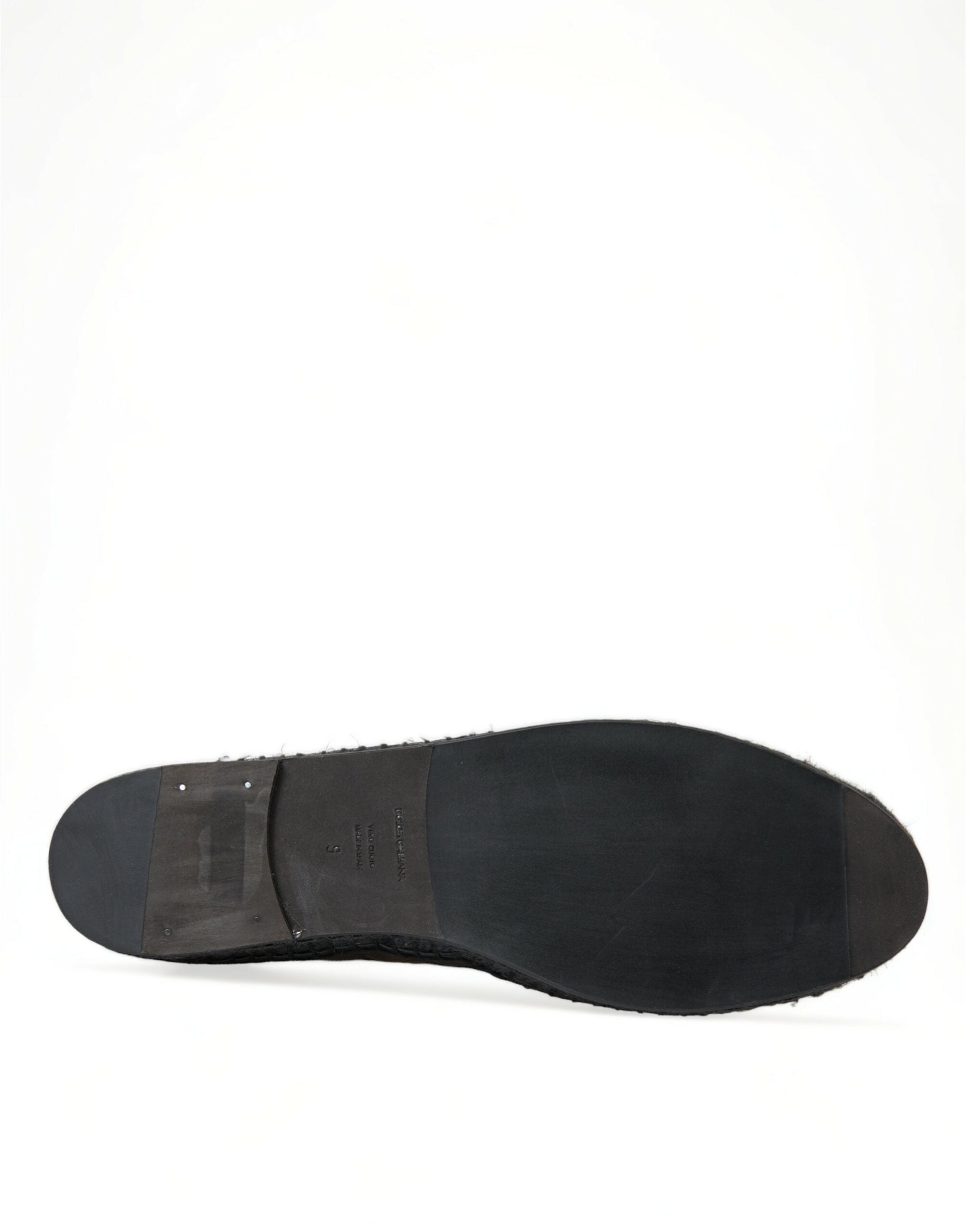 Black Exotic Leather Espadrilles Slip On Shoes - ventzia