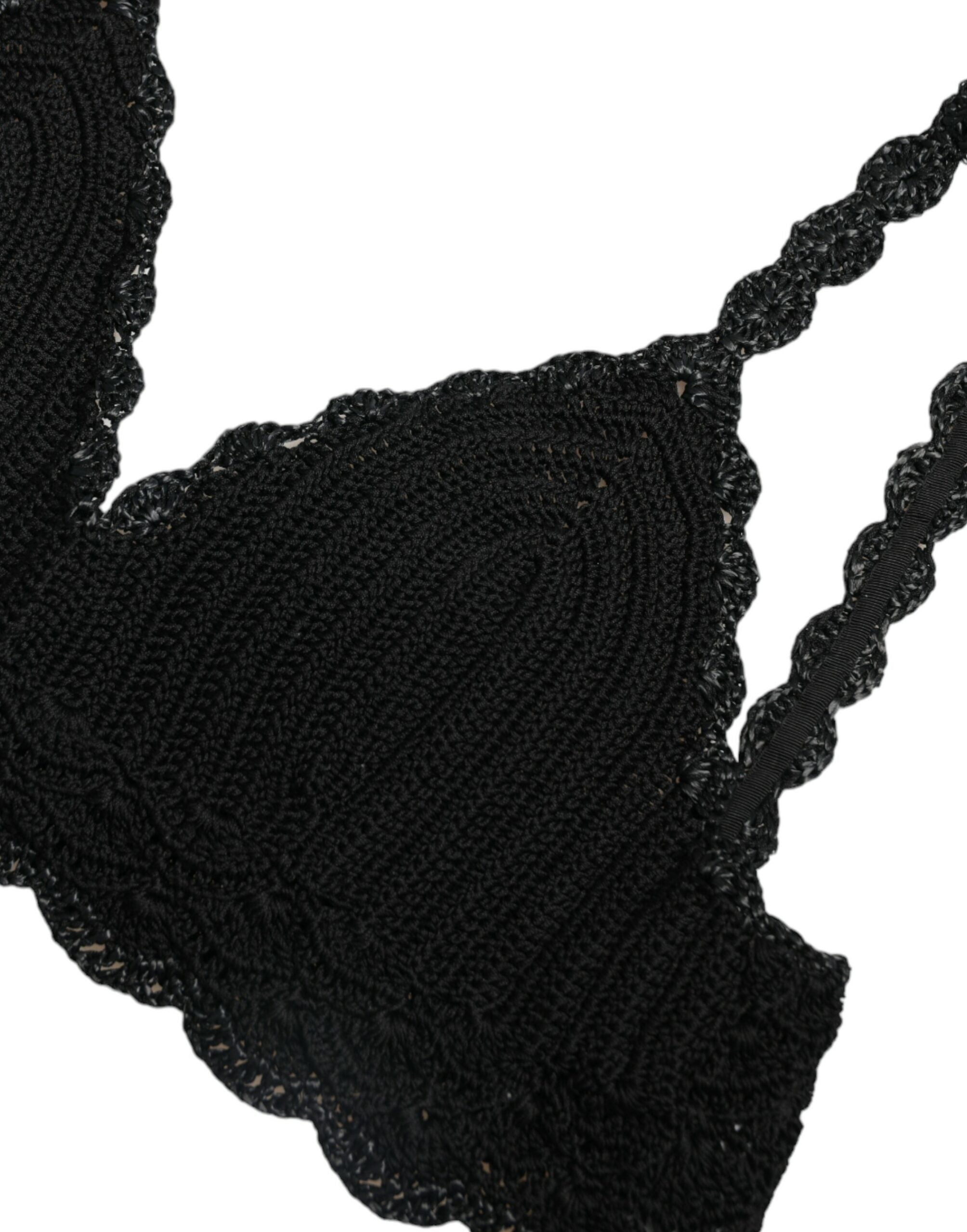 Black Cotton Bustier Cropped Crochet Tank Top - ventzia