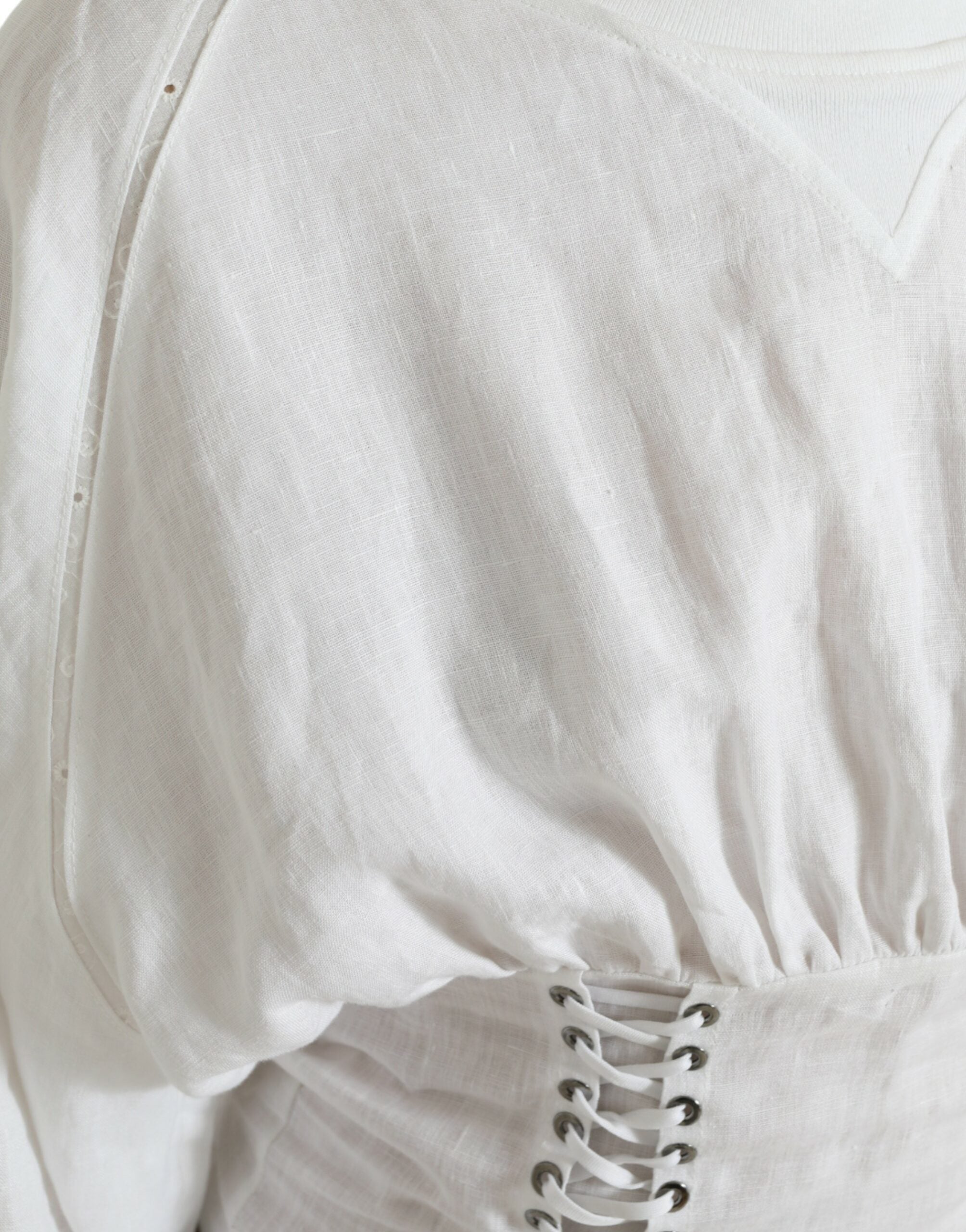 White Cotton Corset Cropped Long Sleeves Topclothing - ventzia