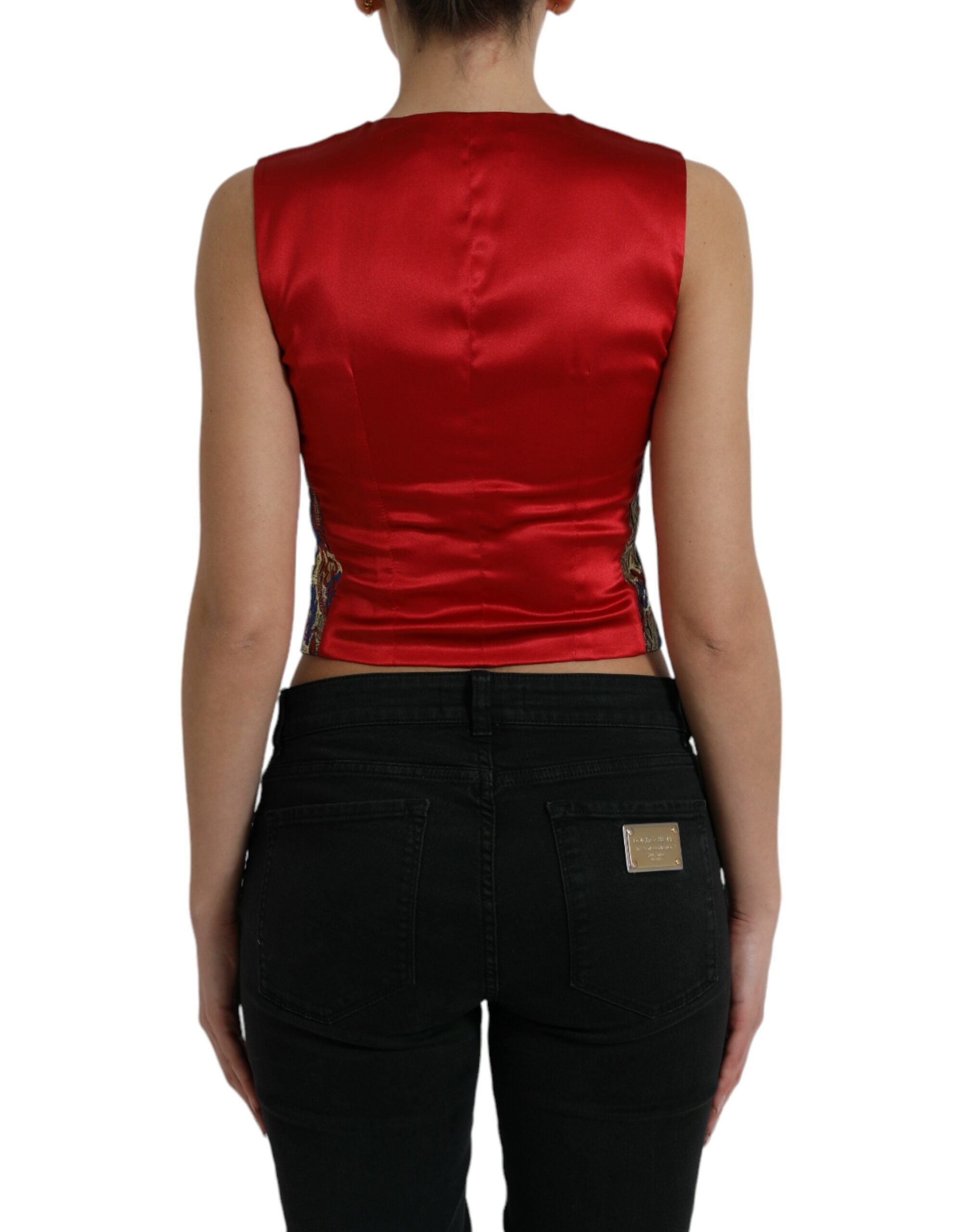 Multicolor Jacquard Button Waistcoat Vest Top - ventzia