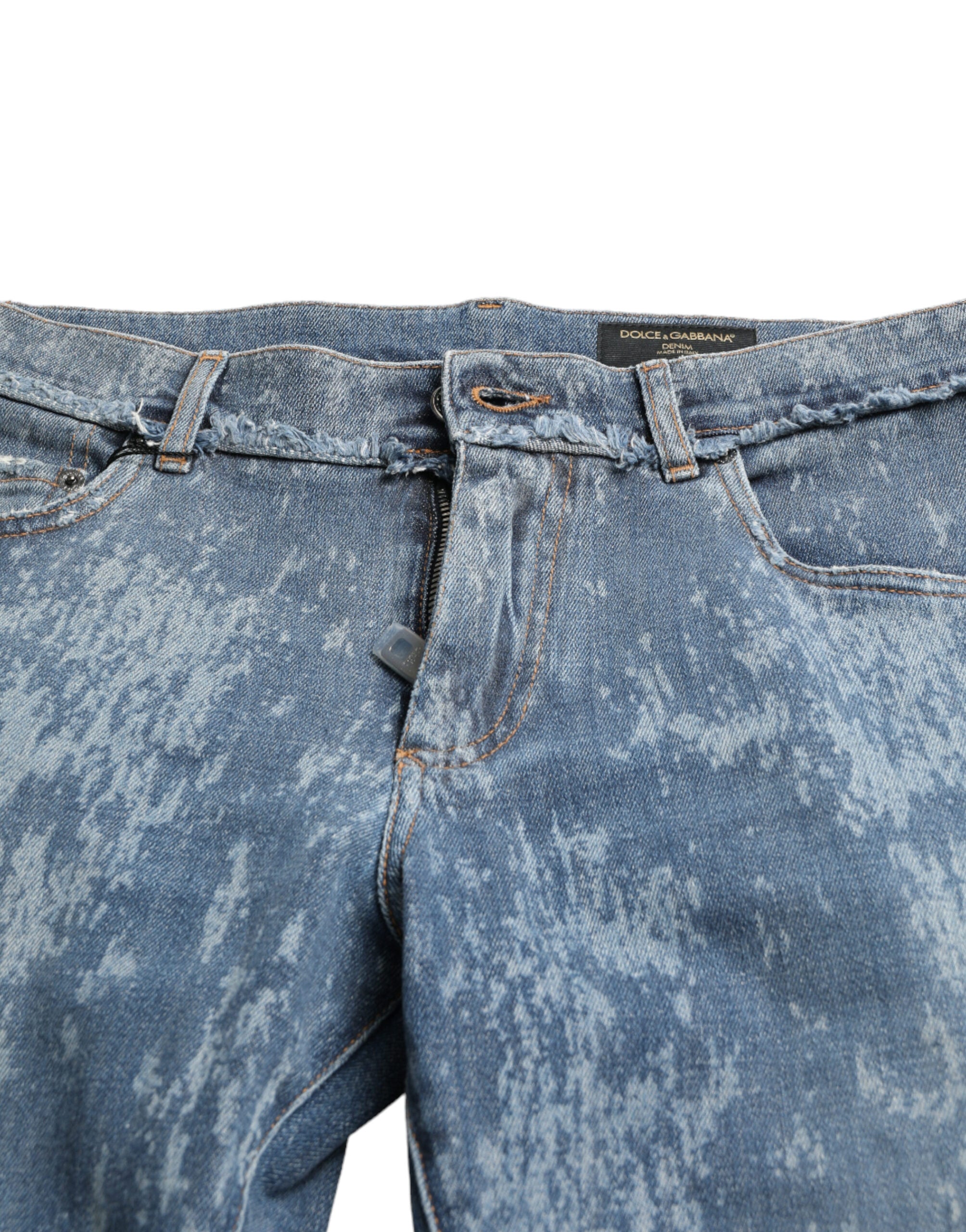 Blue Washed Skinny Cotton Stretch Denim Jeans - ventzia