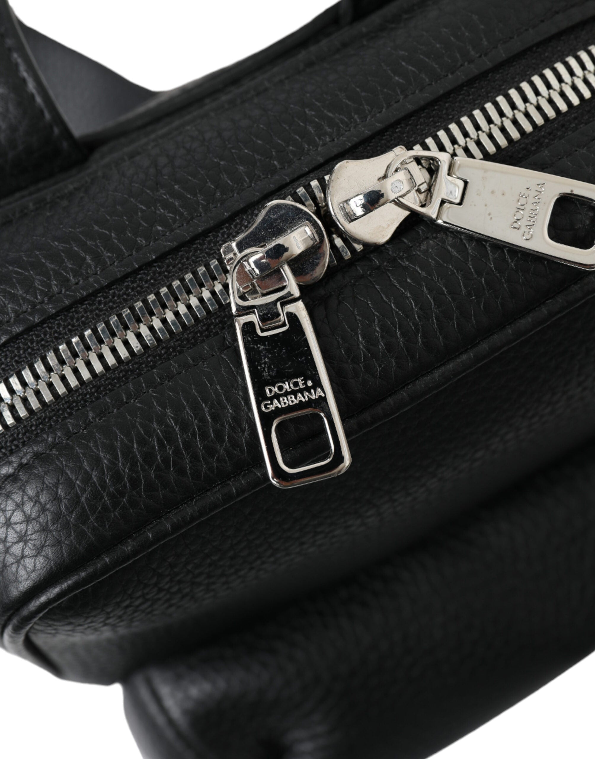 Black Calfskin Leather Logo Palermo Backpack Bag - ventzia
