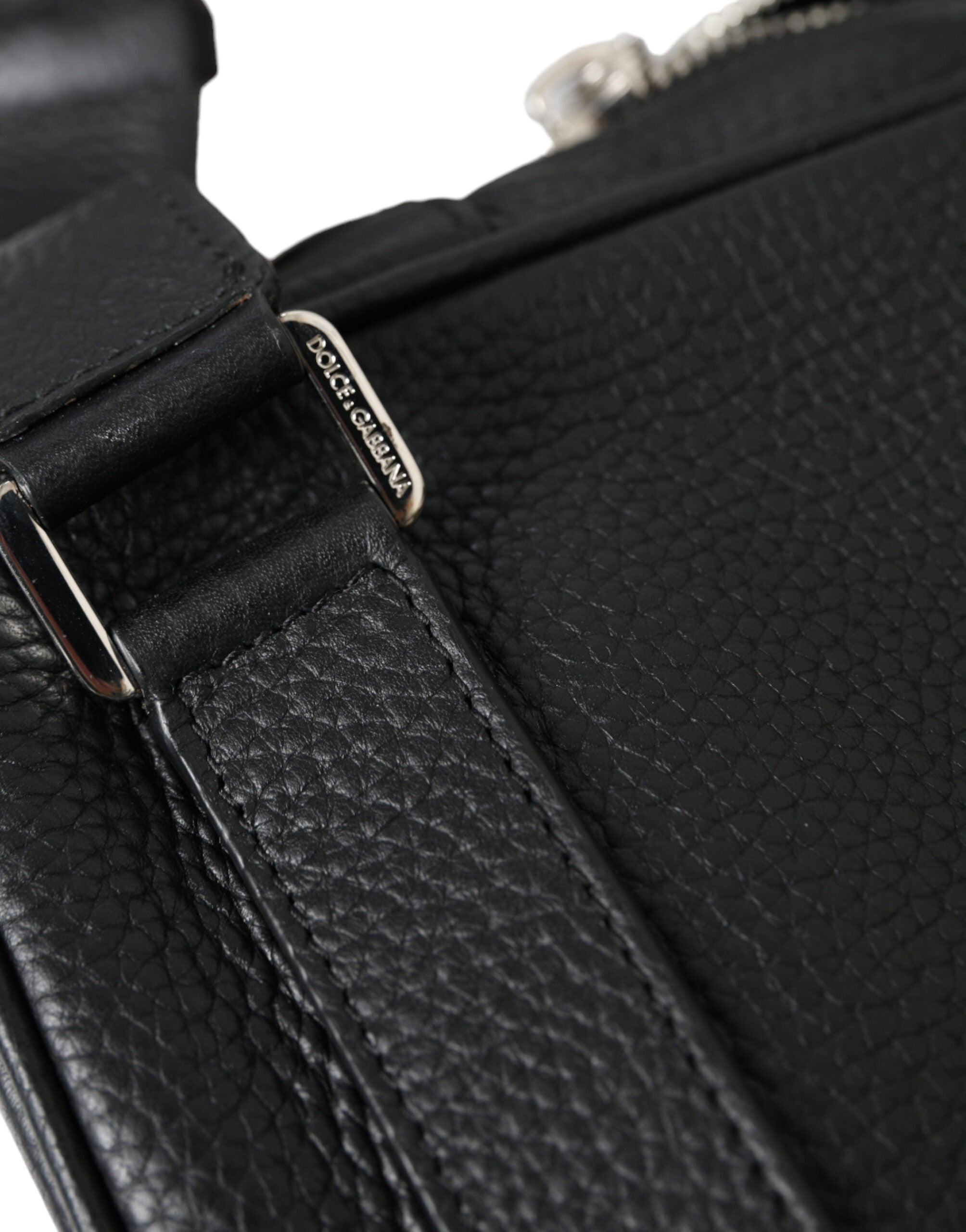 Black Calfskin Leather Logo Palermo Backpack Bag - ventzia