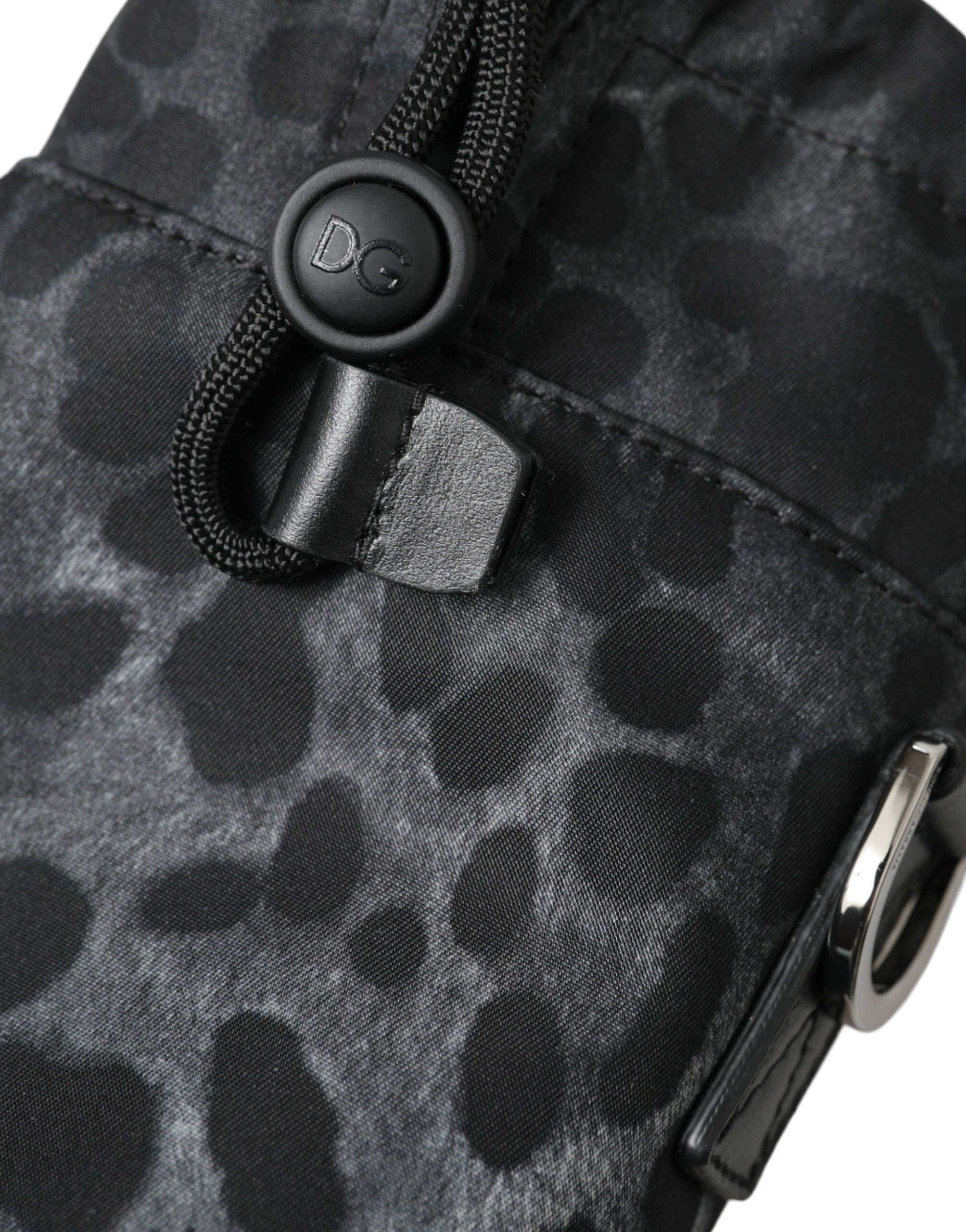 Black Leopard Round Slim Tote Bottle Cage Bag - ventzia