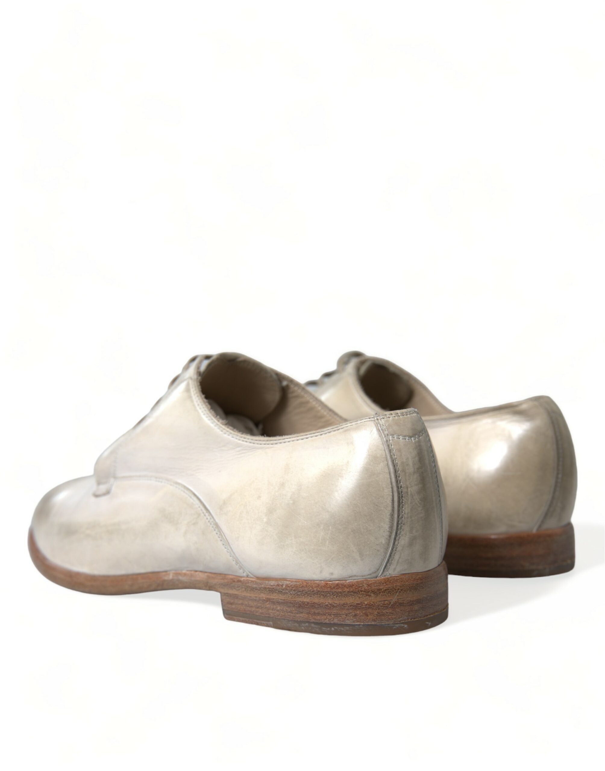 White Distressed Leather Derby Dress Shoes - ventzia
