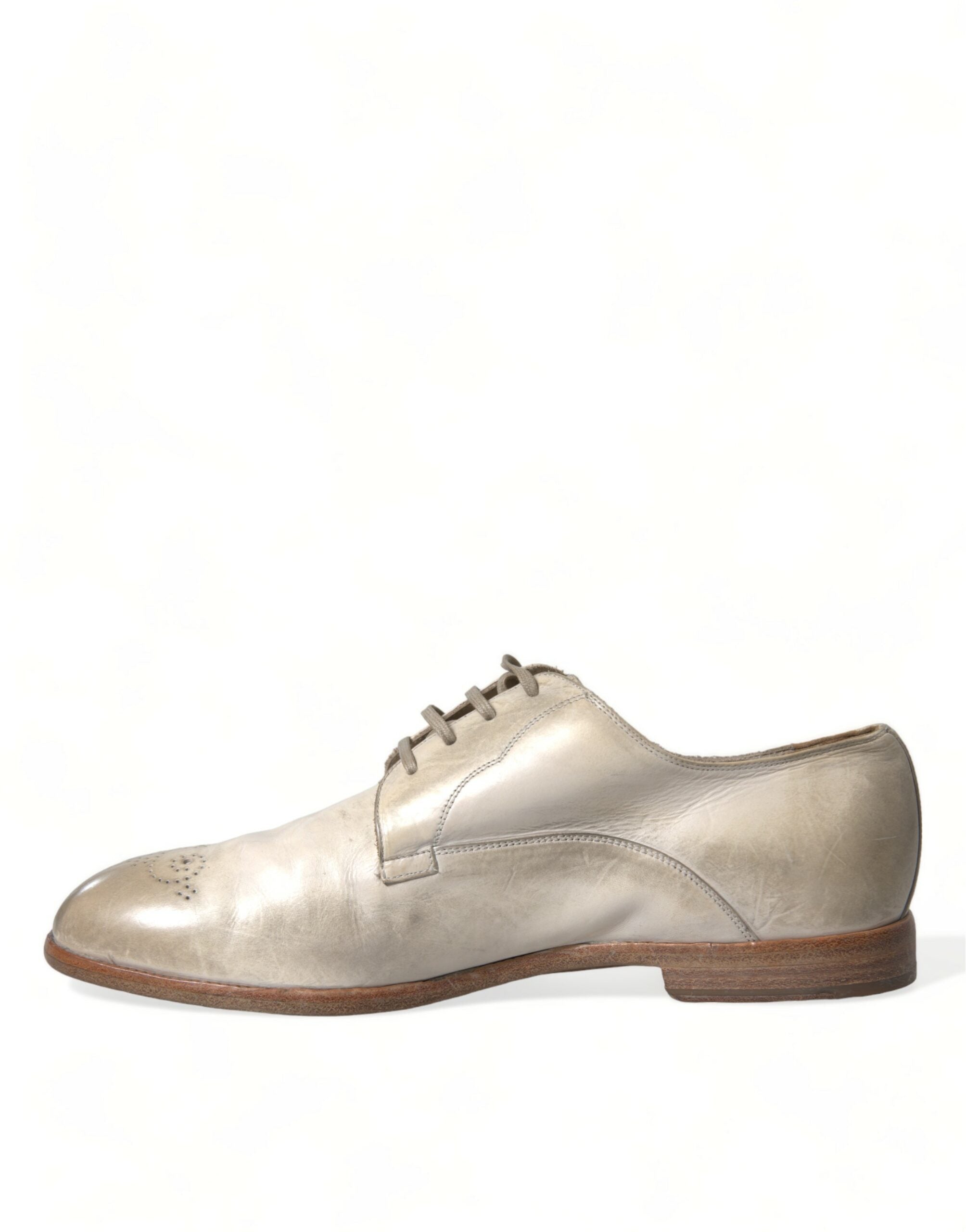White Distressed Leather Derby Dress Shoes - ventzia