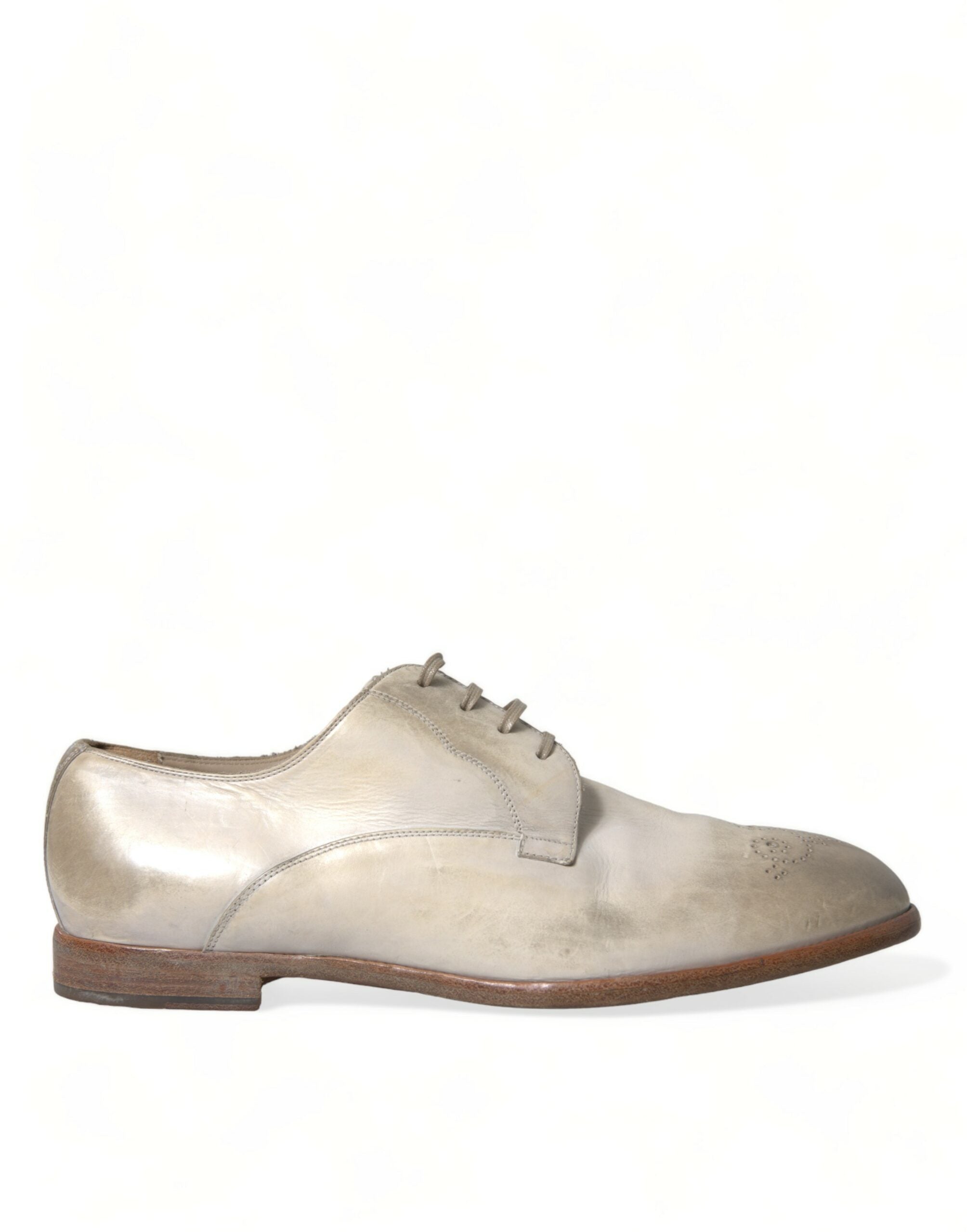 White Distressed Leather Derby Dress Shoes - ventzia