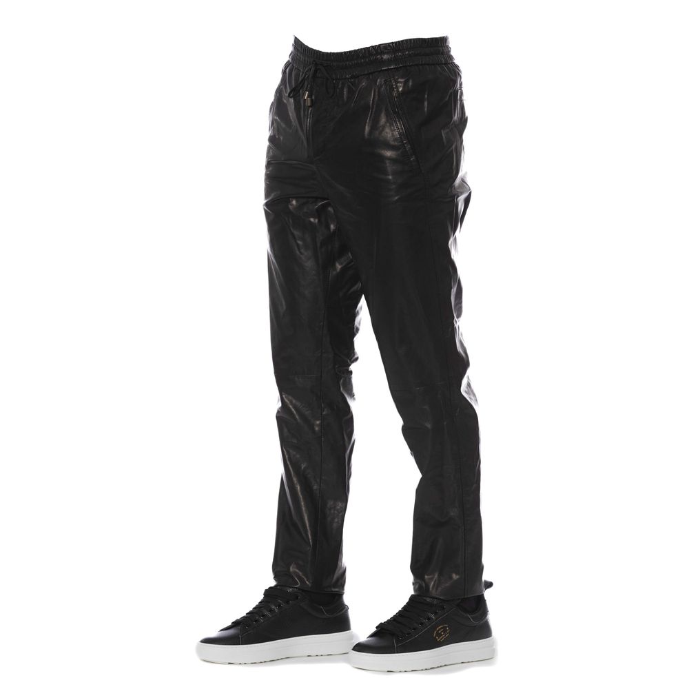 Black Lamb Leather Men Trouser - ventzia