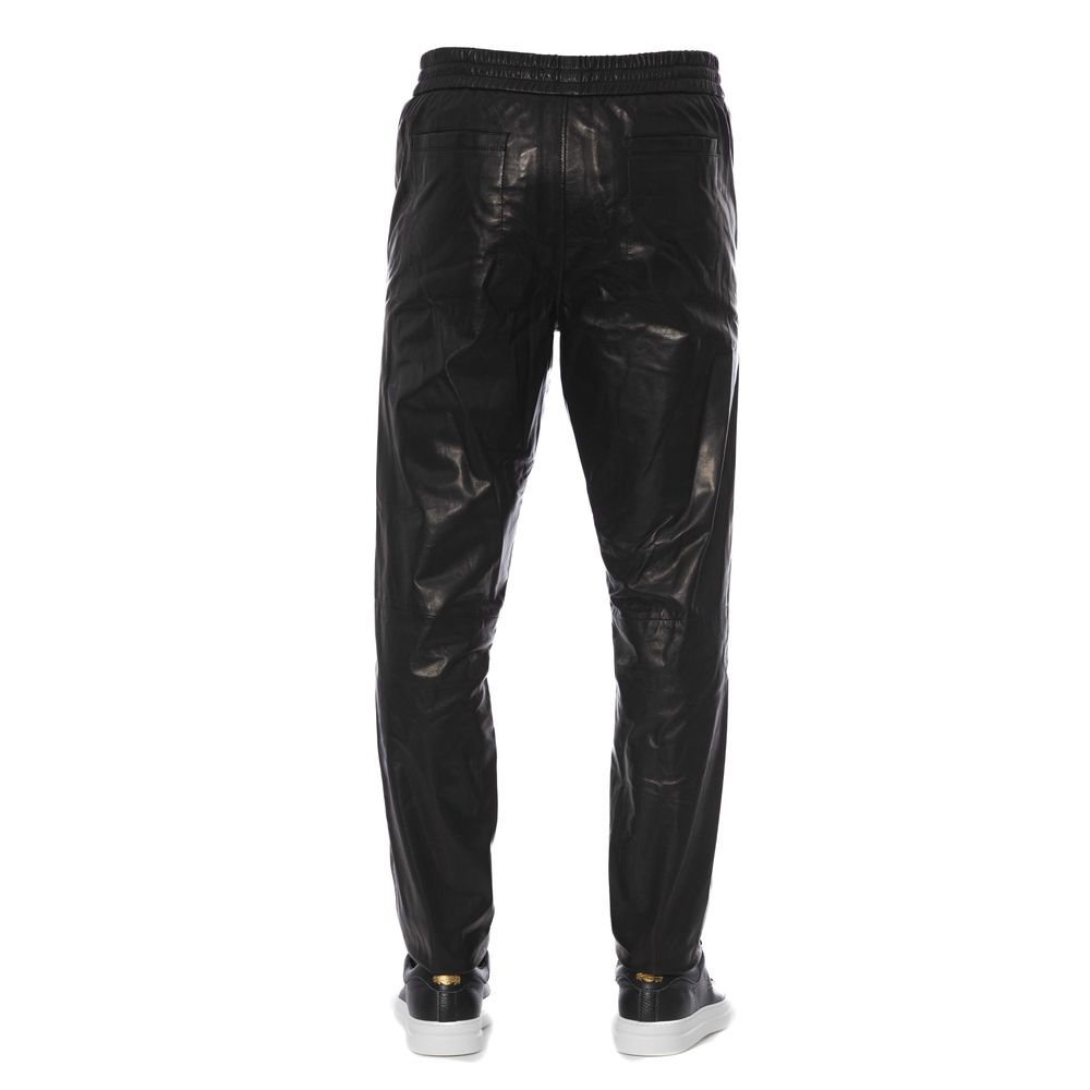 Sleek Black Leather Trousers for Men - ventzia