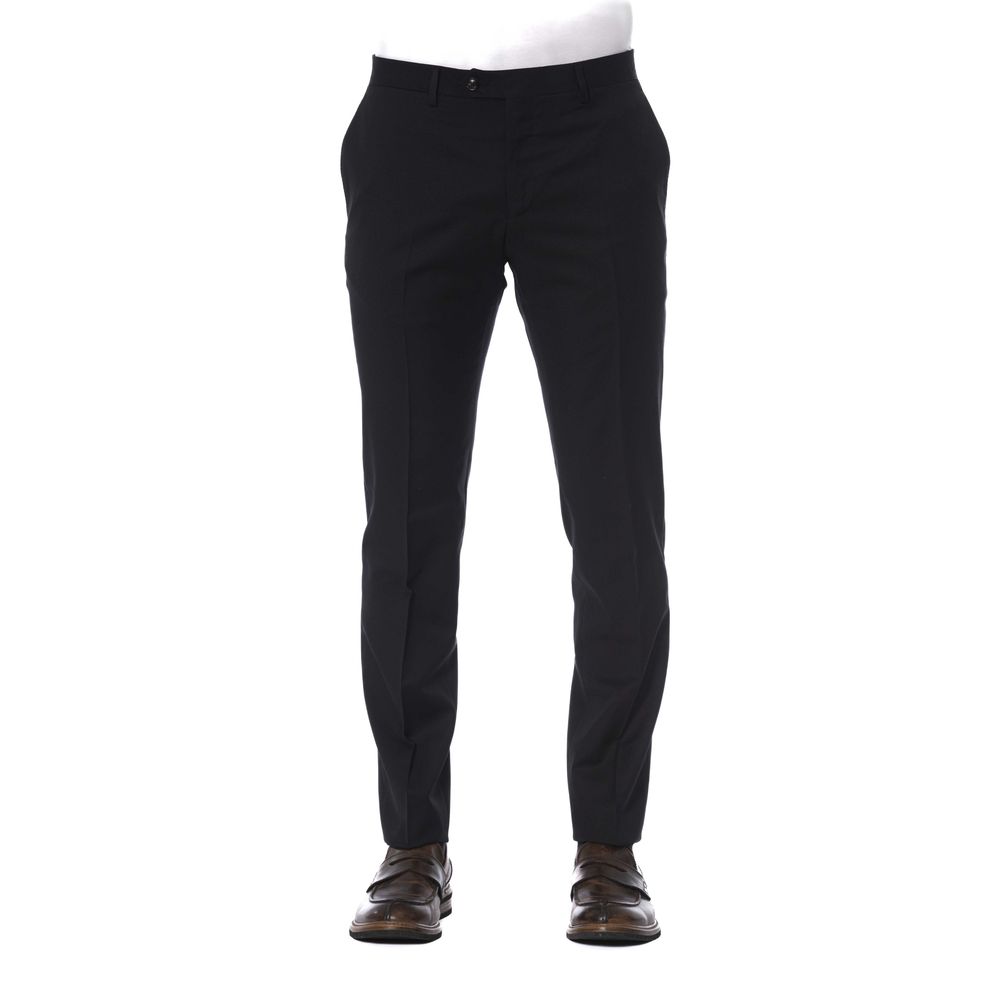 Black Virgin Wool Men Trouser - ventzia