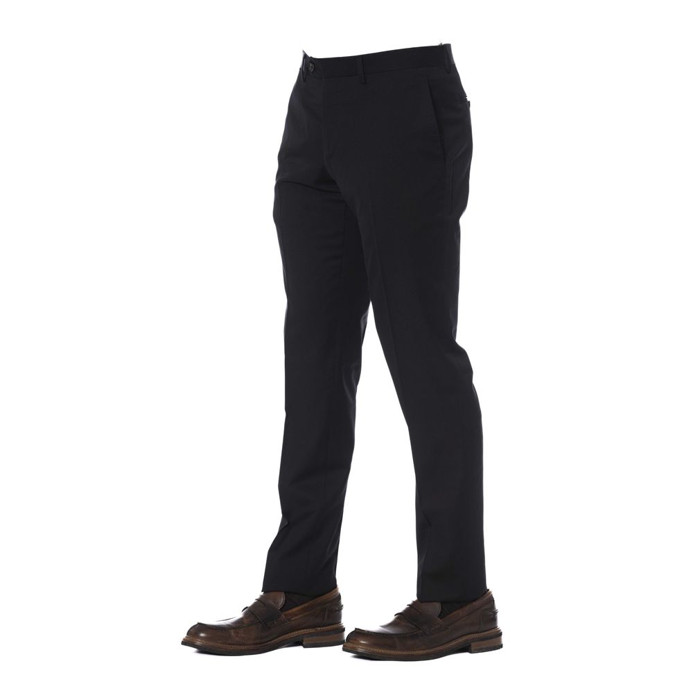 Black Virgin Wool Men Trouser - ventzia