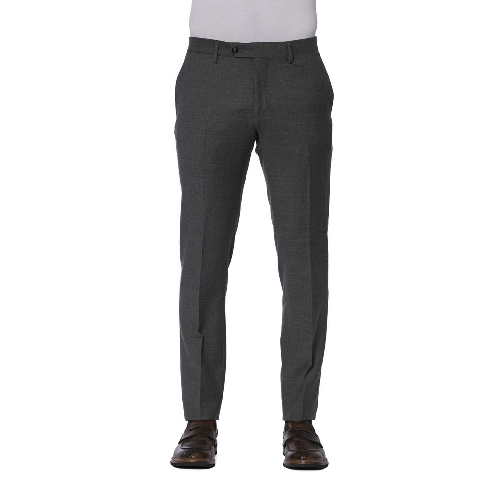 Gray Wool Men Trousers - ventzia