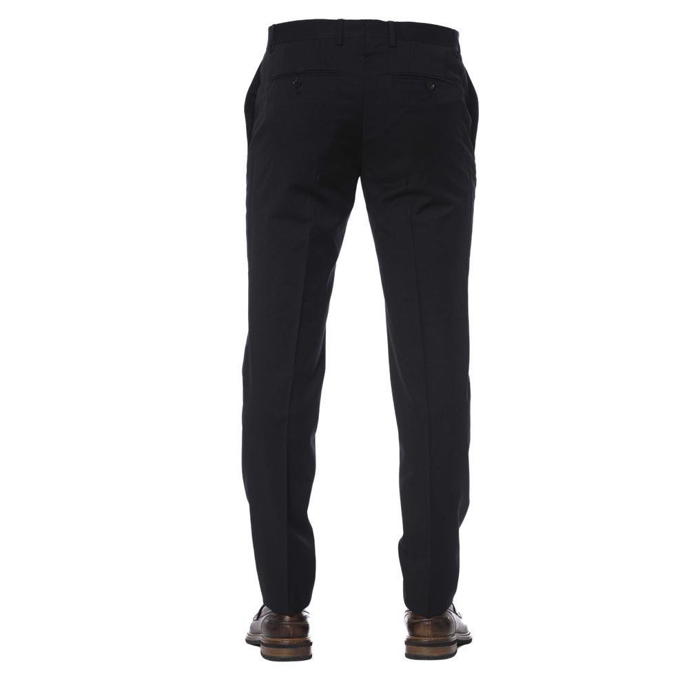 Black Virgin Wool Men Trouser - ventzia