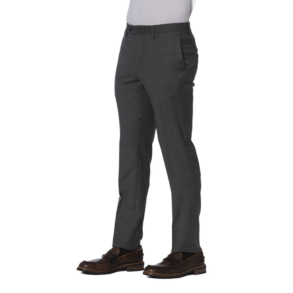 Gray Wool Men Trousers - ventzia
