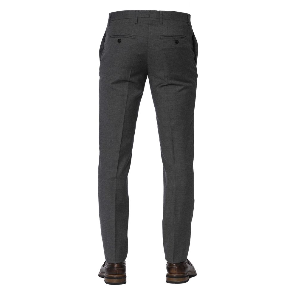Gray Wool Men Trousers - ventzia