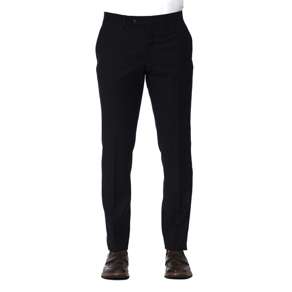 Blue Wool Men Trouser - ventzia