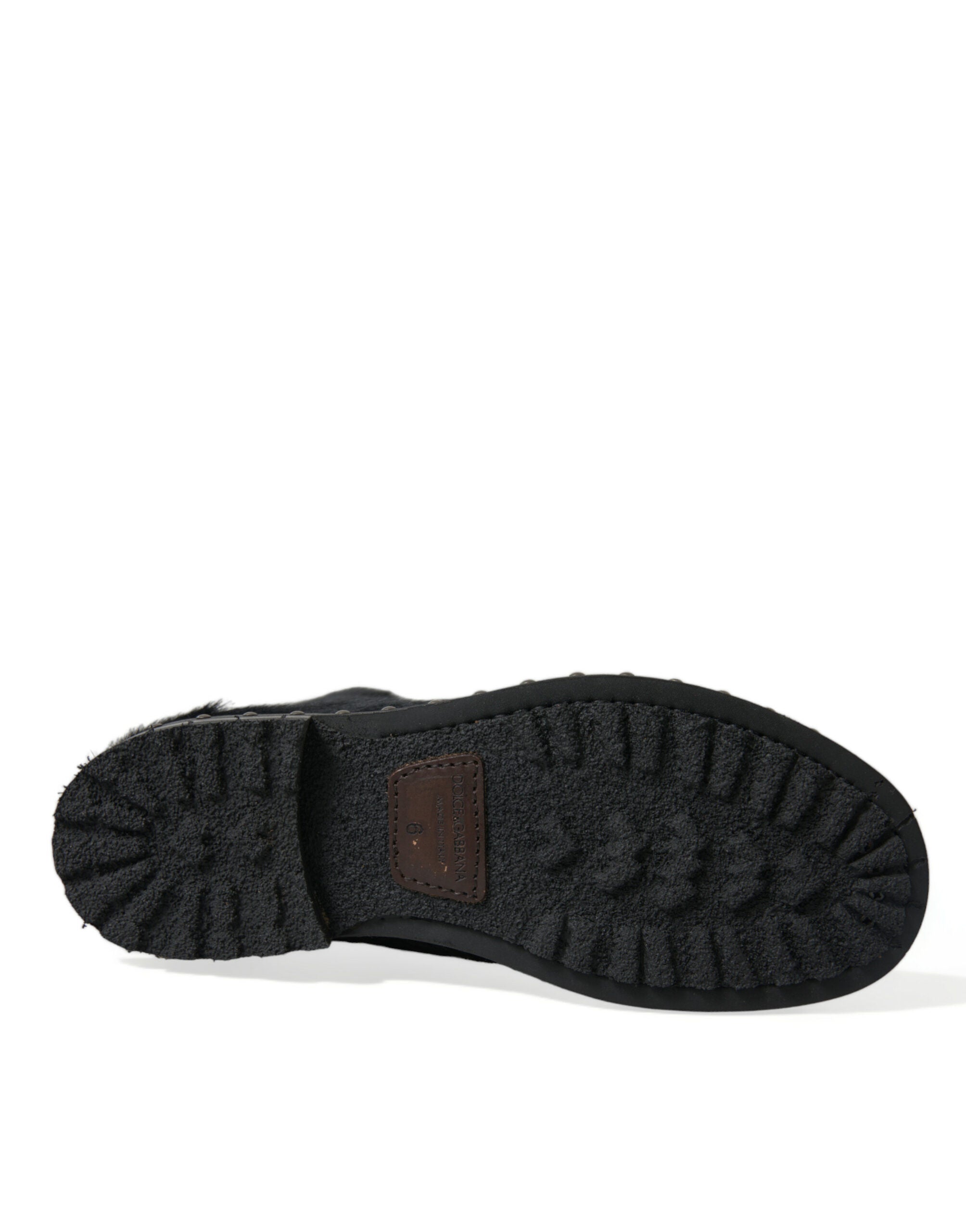 Black Pony Style Leather Mid Calf Boots Shoes - ventzia