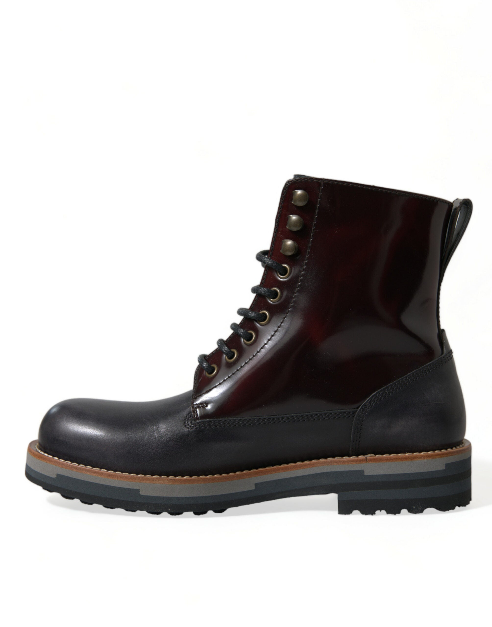 Black Leather Military Combat Boots Shoes - ventzia
