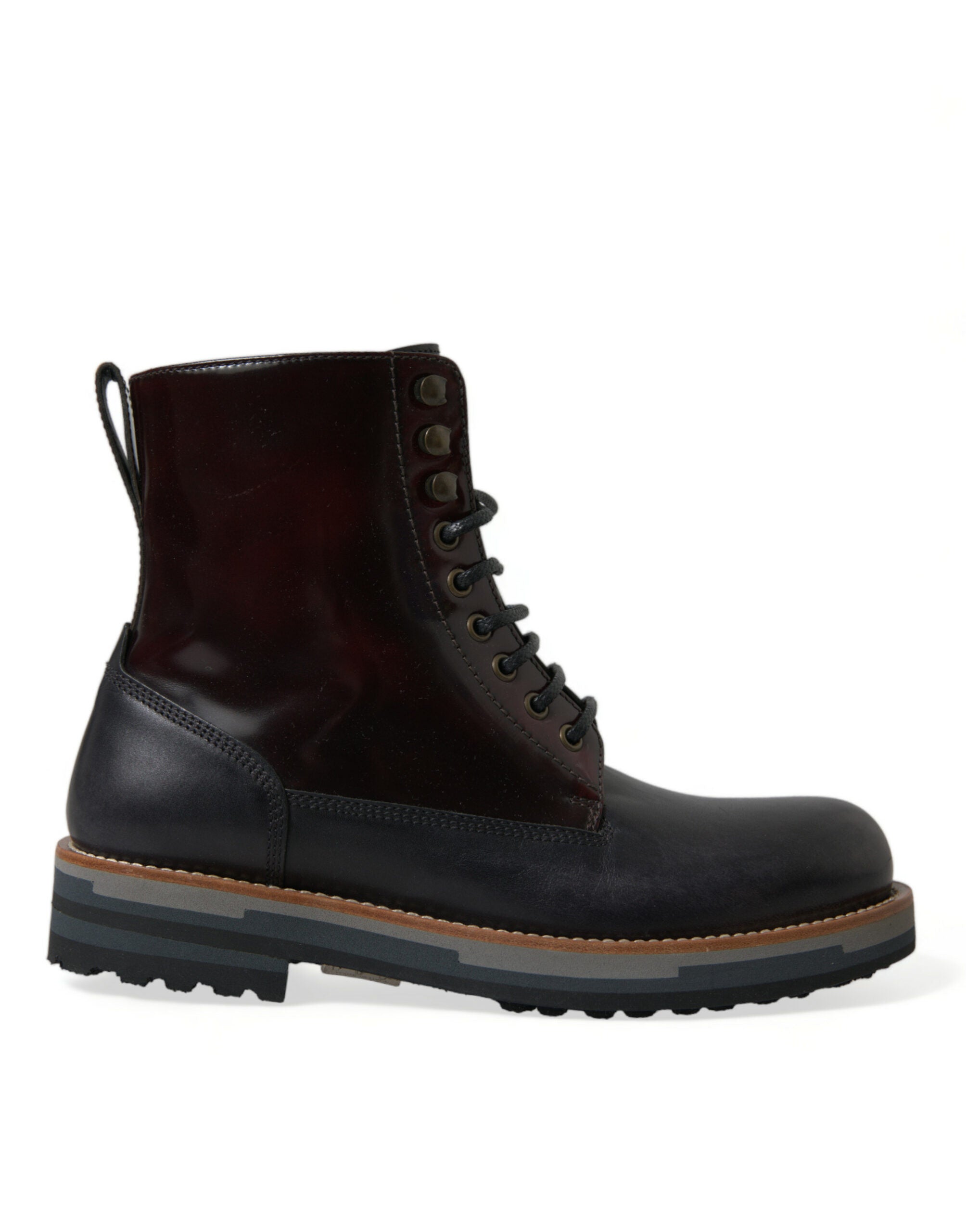 Black Leather Military Combat Boots Shoes - ventzia