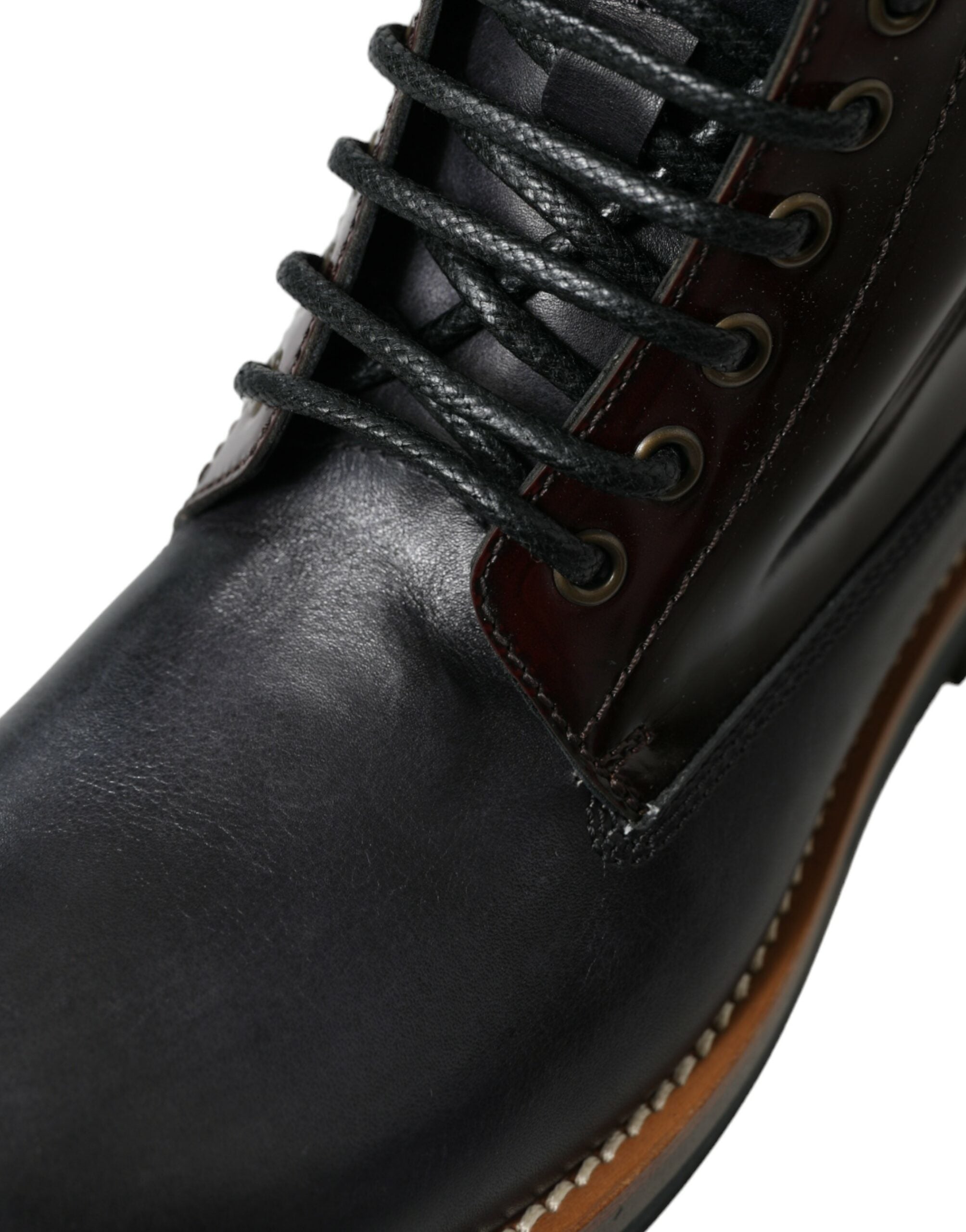 Black Leather Military Combat Boots Shoes - ventzia