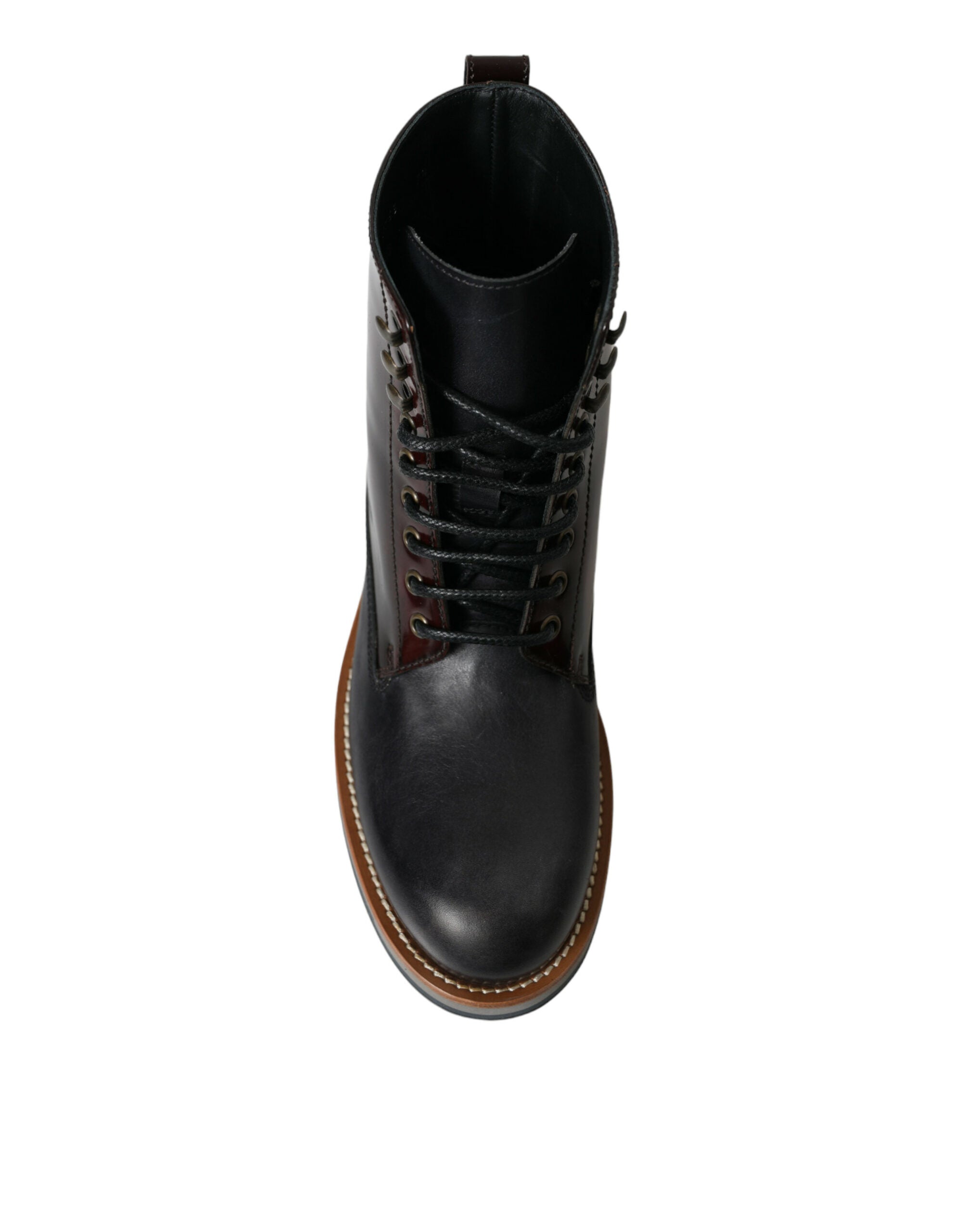 Black Leather Military Combat Boots Shoes - ventzia