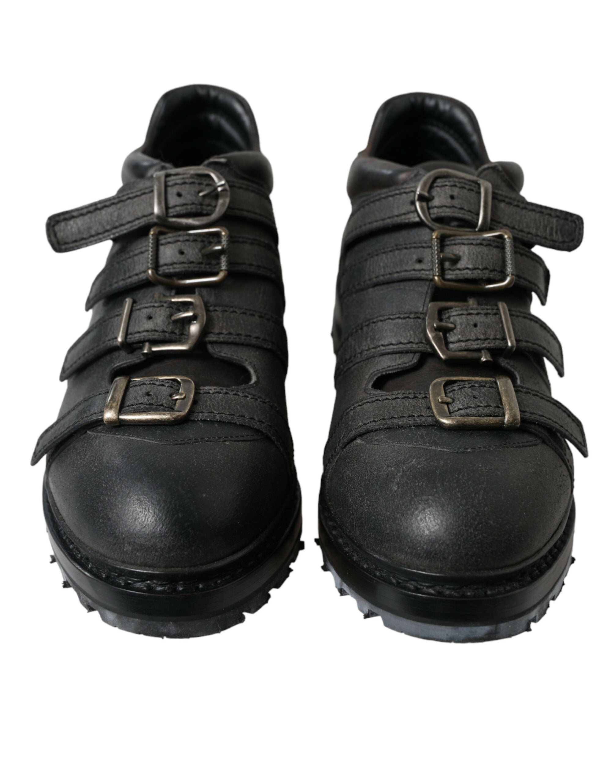 Black Leather Strap Men Ankle Boots Shoes - ventzia